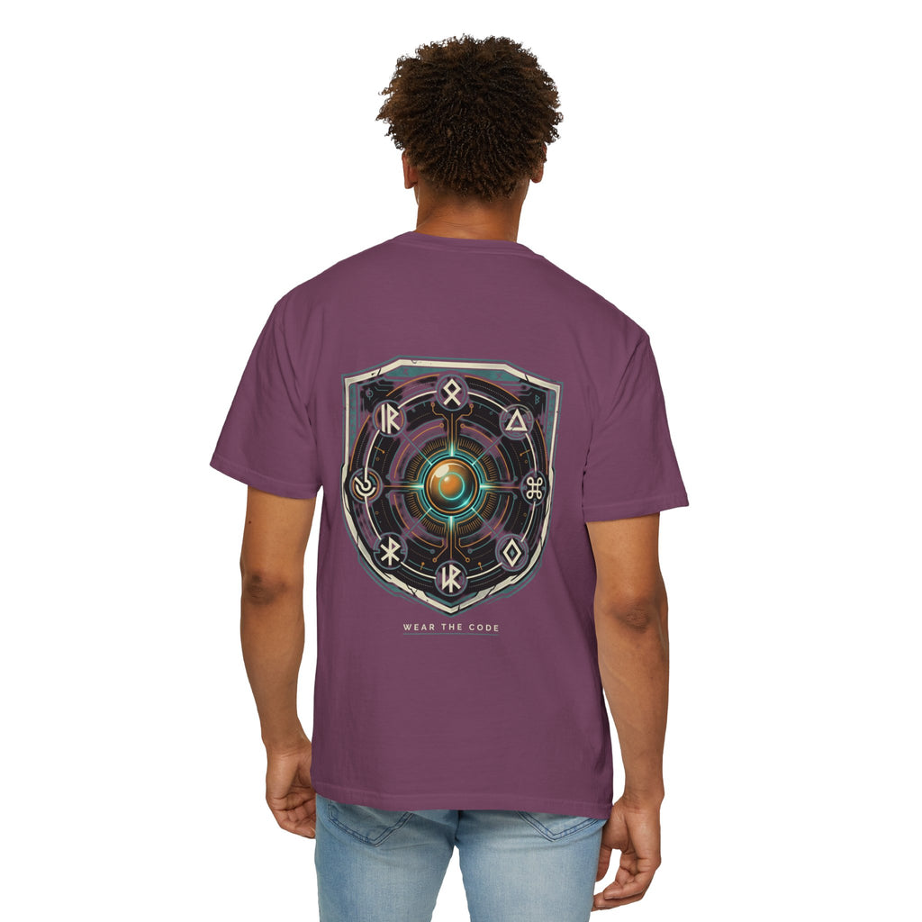 Power Runs Black PRB "Wear The Code" Mystic Shield T-Shirt — Geometric Sigil Graphic Tee by Printify