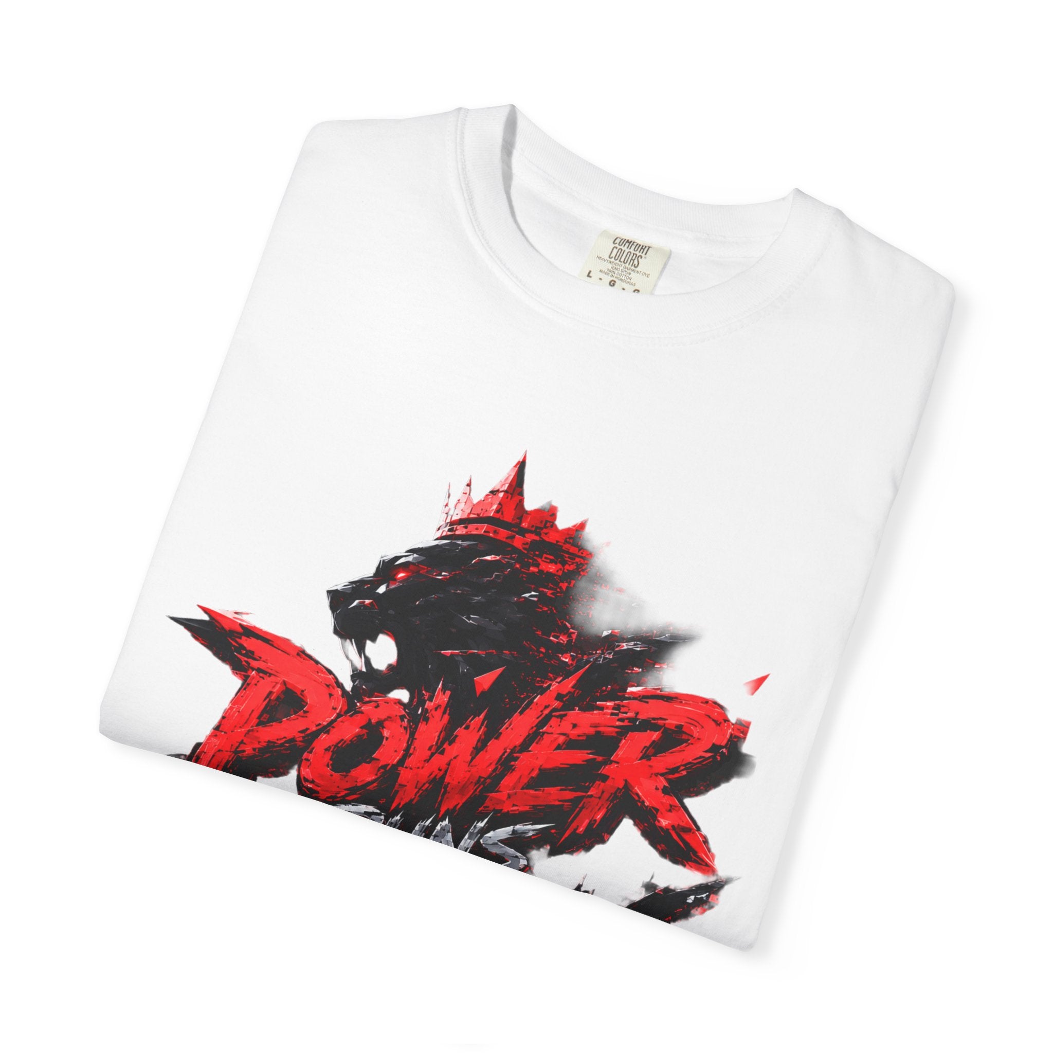 Power Runs Black T-shirt | Wolf Silhouette, Red Black Graphic Tee by Power Runs Black
