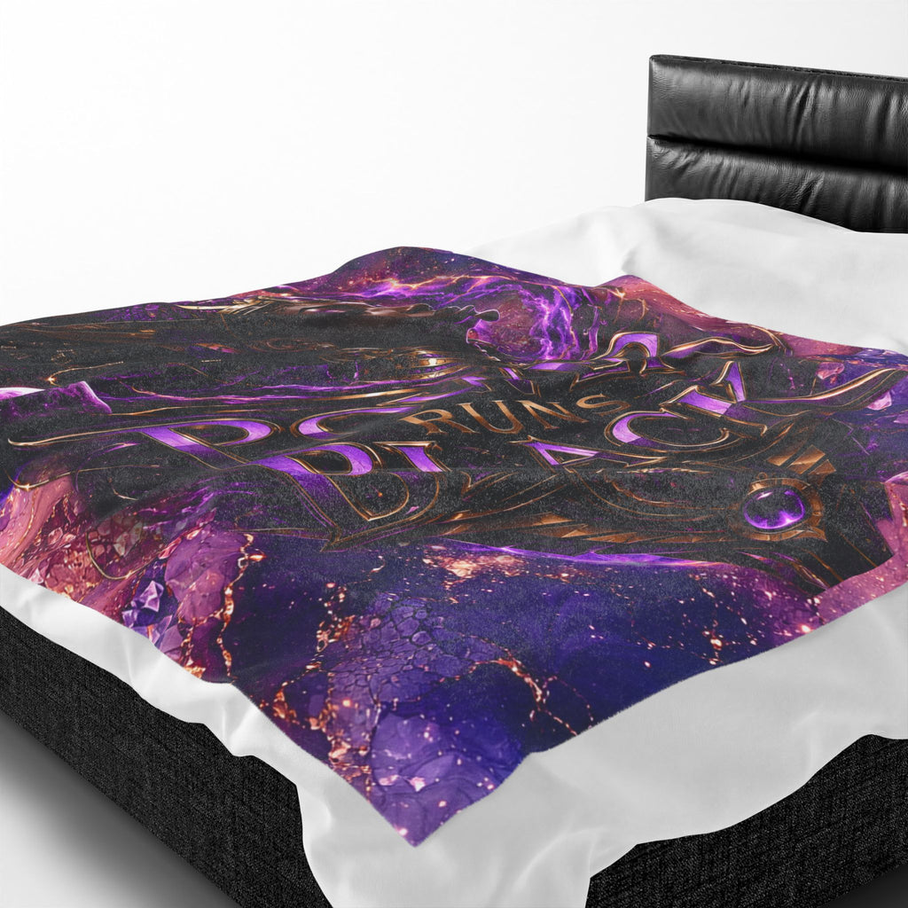 Power Runs Black Velveteen Plush Blanket - "Power Runs Black" Inspirational Afrocentric Throw Blanket by Power Runs Black