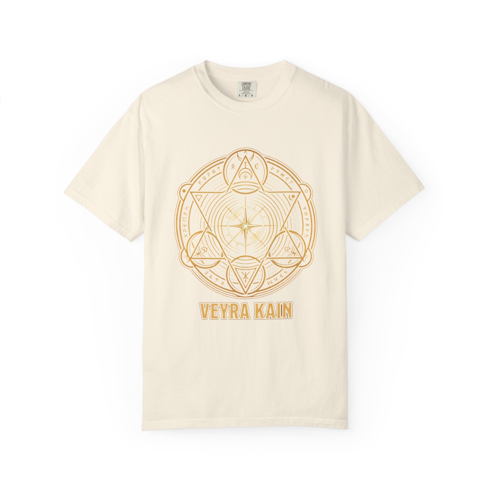 Power Runs Black PRB — Veyra Kain Geometric Sigil Tee with “Too Much Becomes Ruin” Graphic T-Shirt by Printify