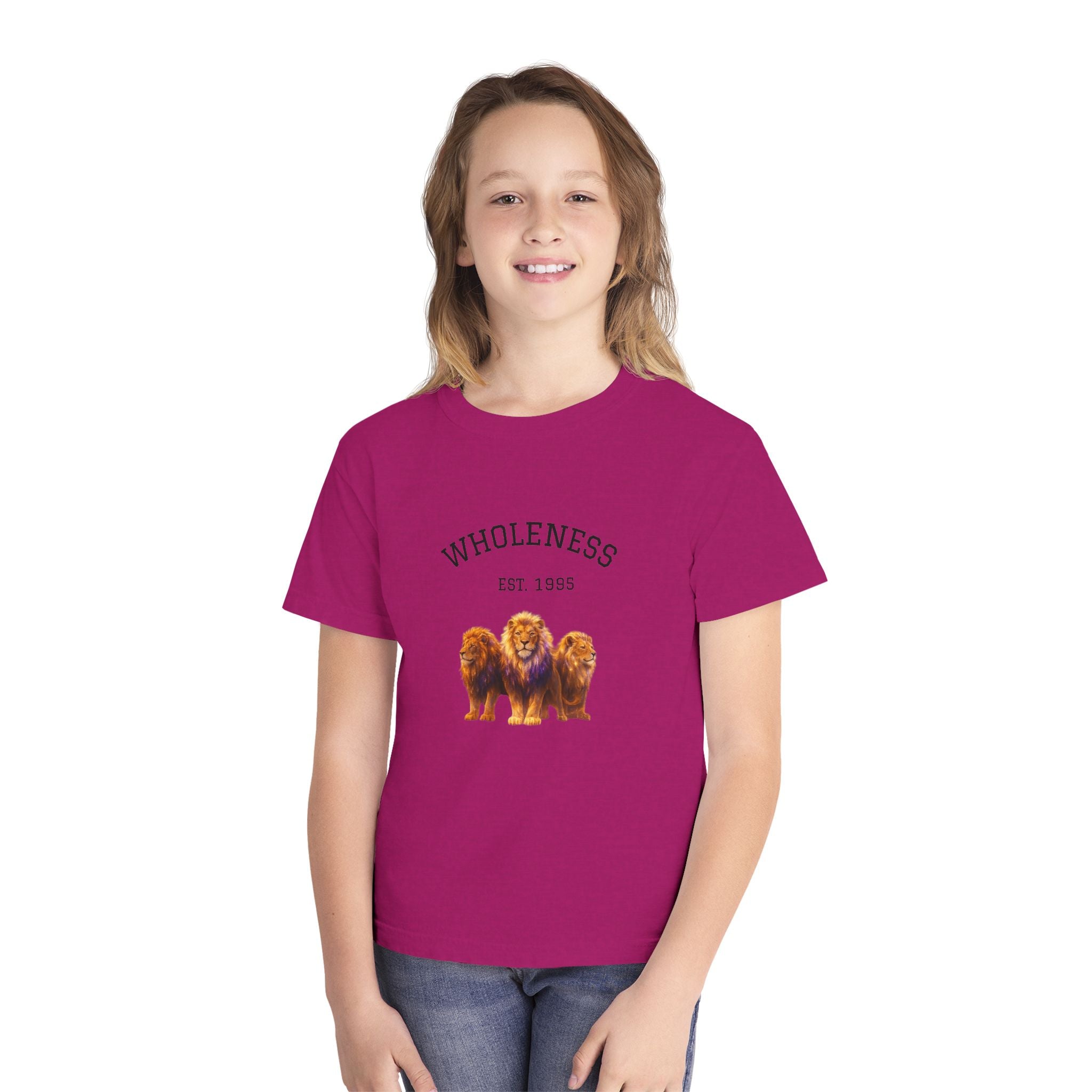 PRB Youth Tee — "Wholeness Est. 1995" Lion Graphic Kids Shirt by Power Runs Black