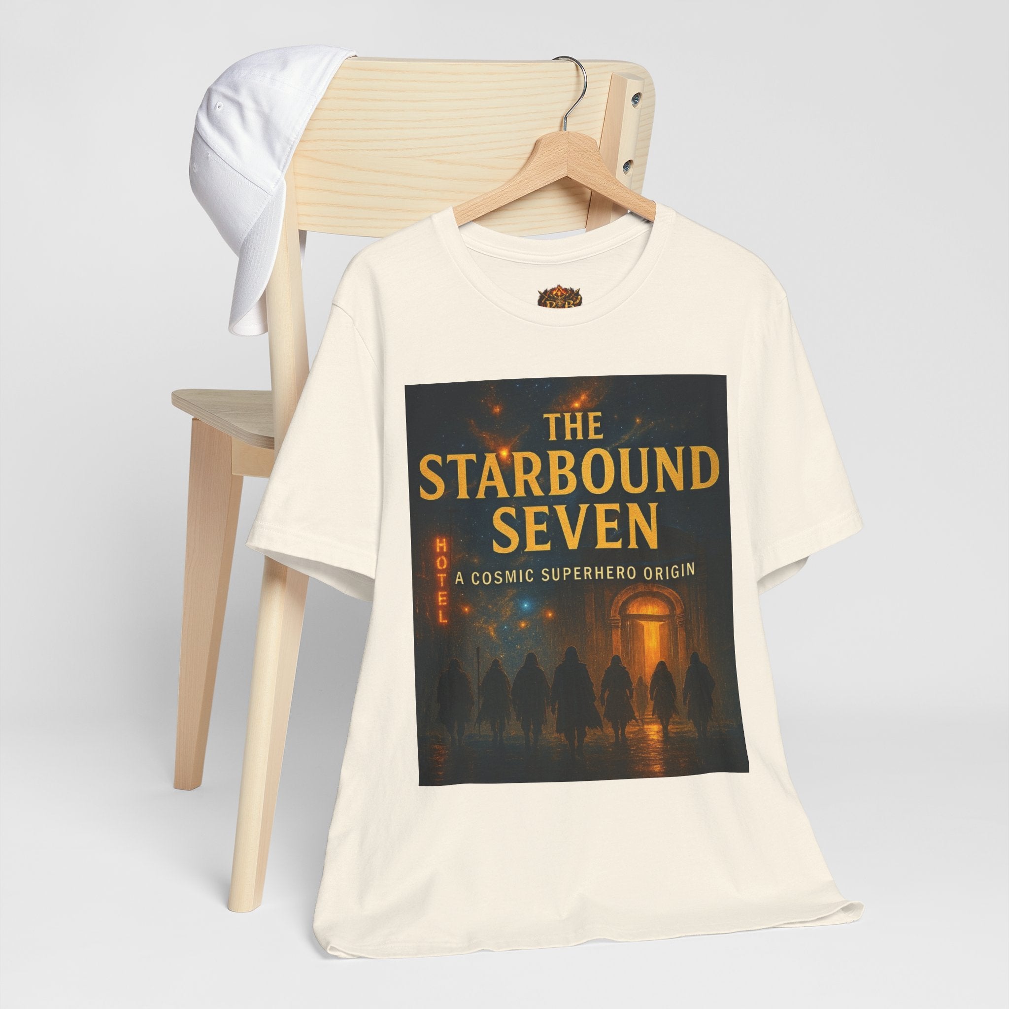 Power Runs Black PRB The Starbound Seven Tee – Retro Cosmic Superhero Poster Shirt by Power Runs Black