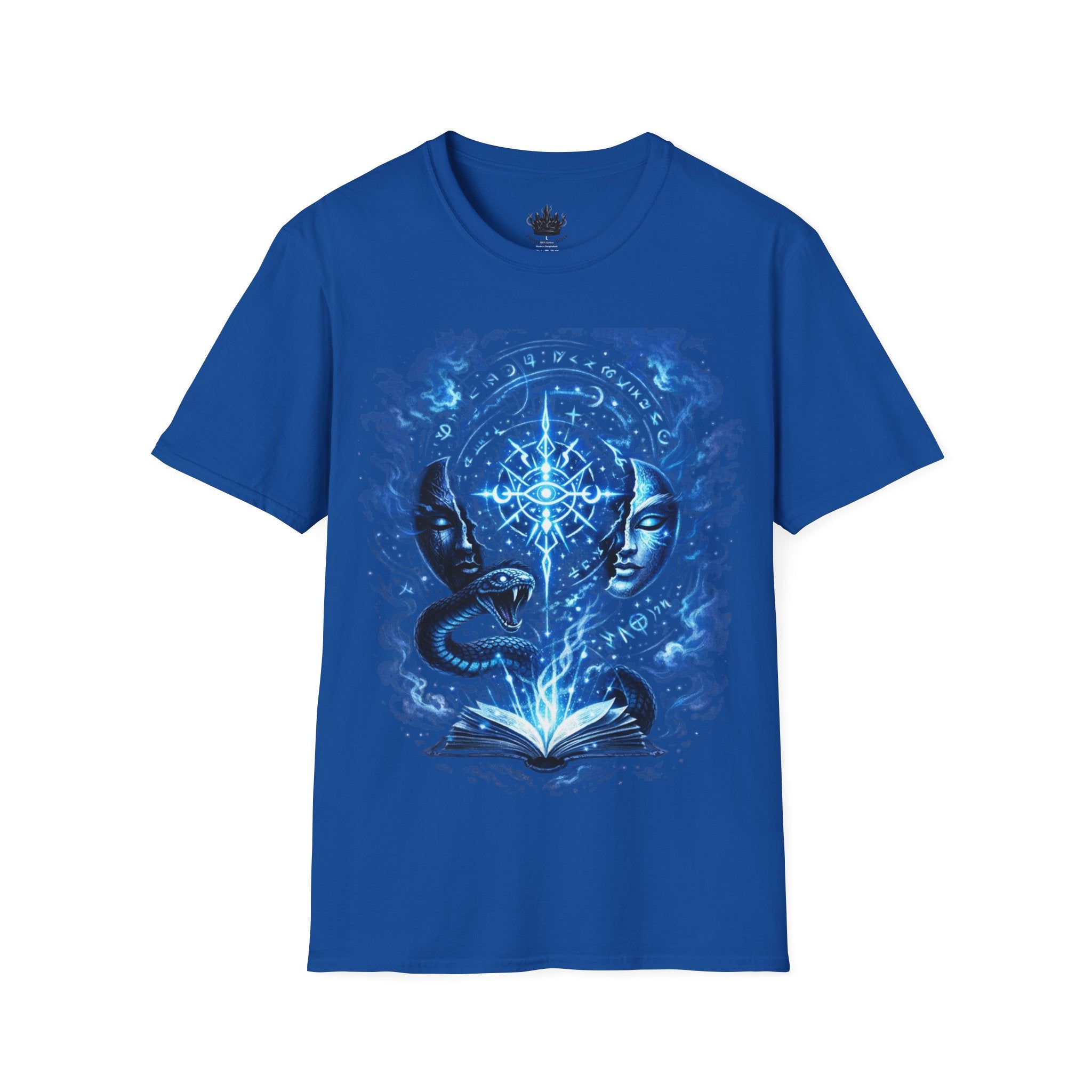 PRB Mystic Oceanic Spell T-Shirt — Blue Serpent & Moon Magic Tee by Power Runs Black