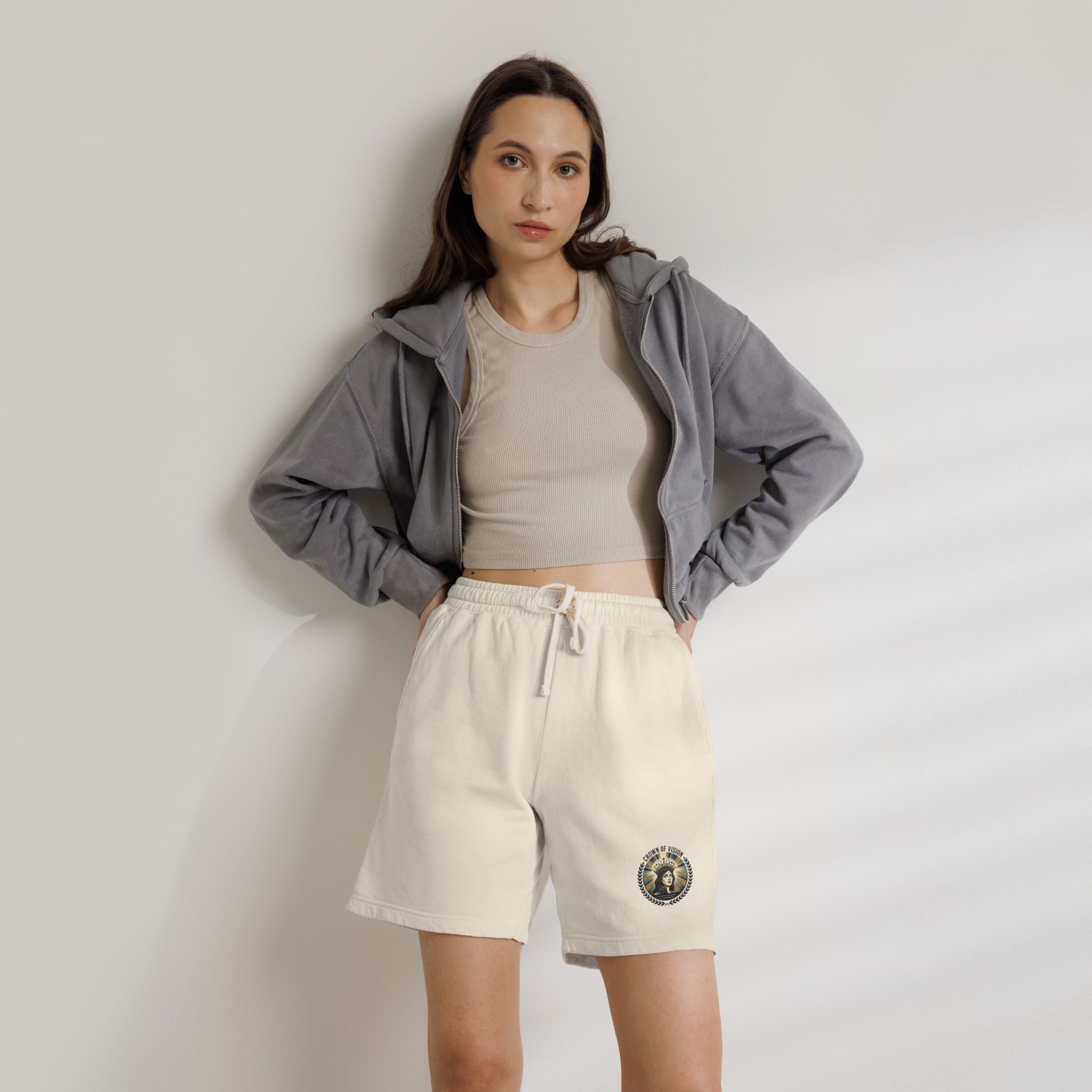 Power Runs Black Astra Star Graphic Sweat Shorts — Lightweight Fleece Lounge Shorts by Power Runs Black
