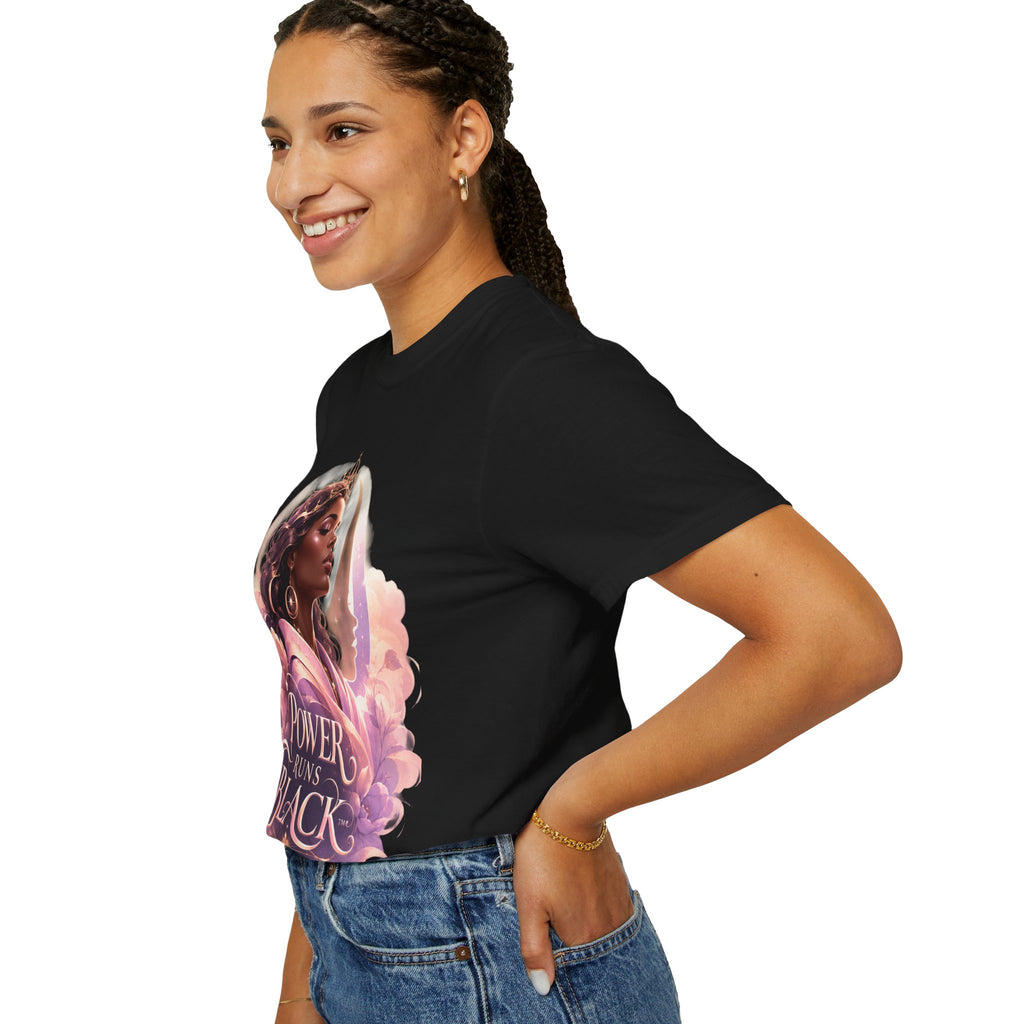 Power Runs Black graphic tee | Black woman portrait, Afro empowerment shirt by Power Runs Black