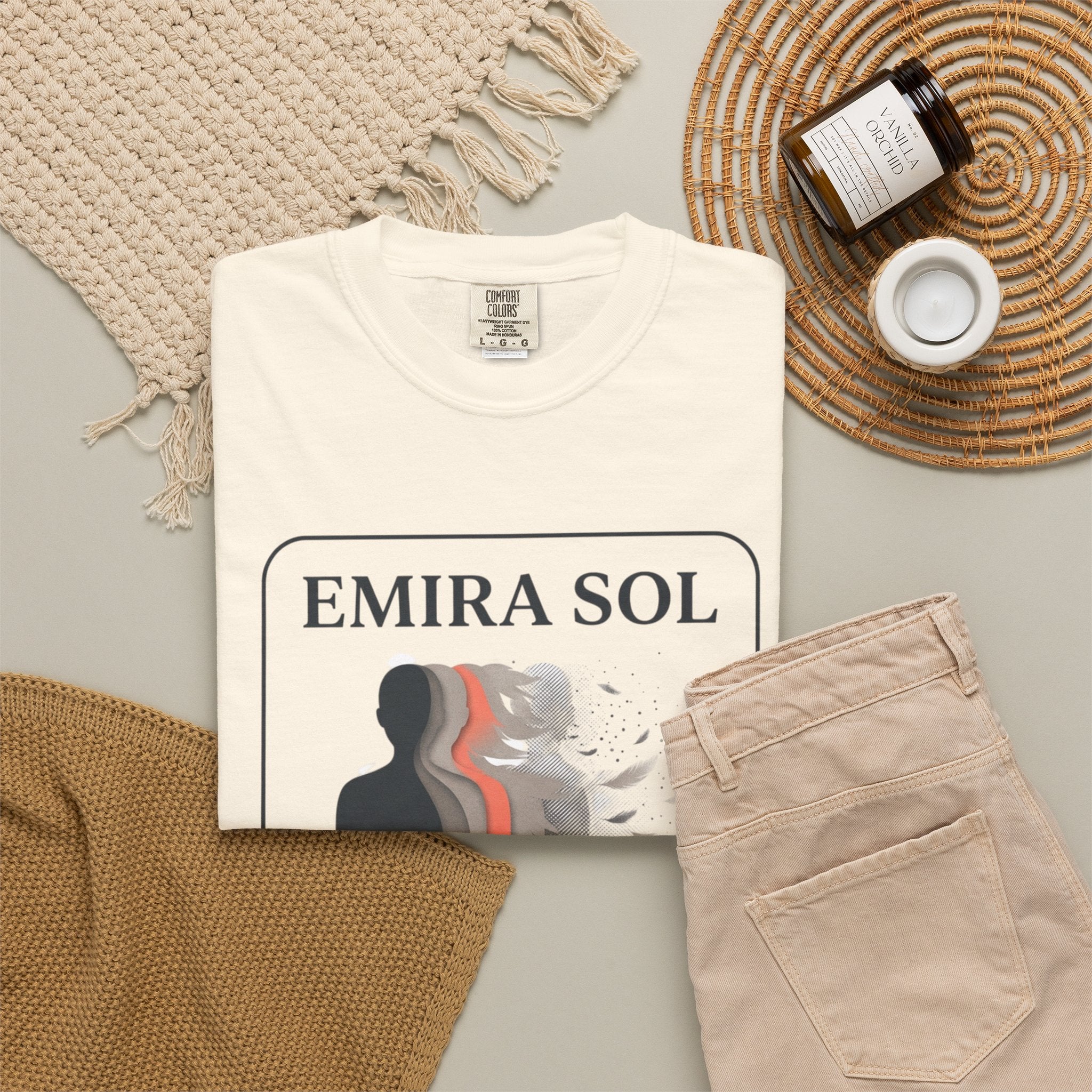 Power Runs Black PRB Emira Sol Graphic T-Shirt — Silhouette Art "Release Shadows" Tee by Printify