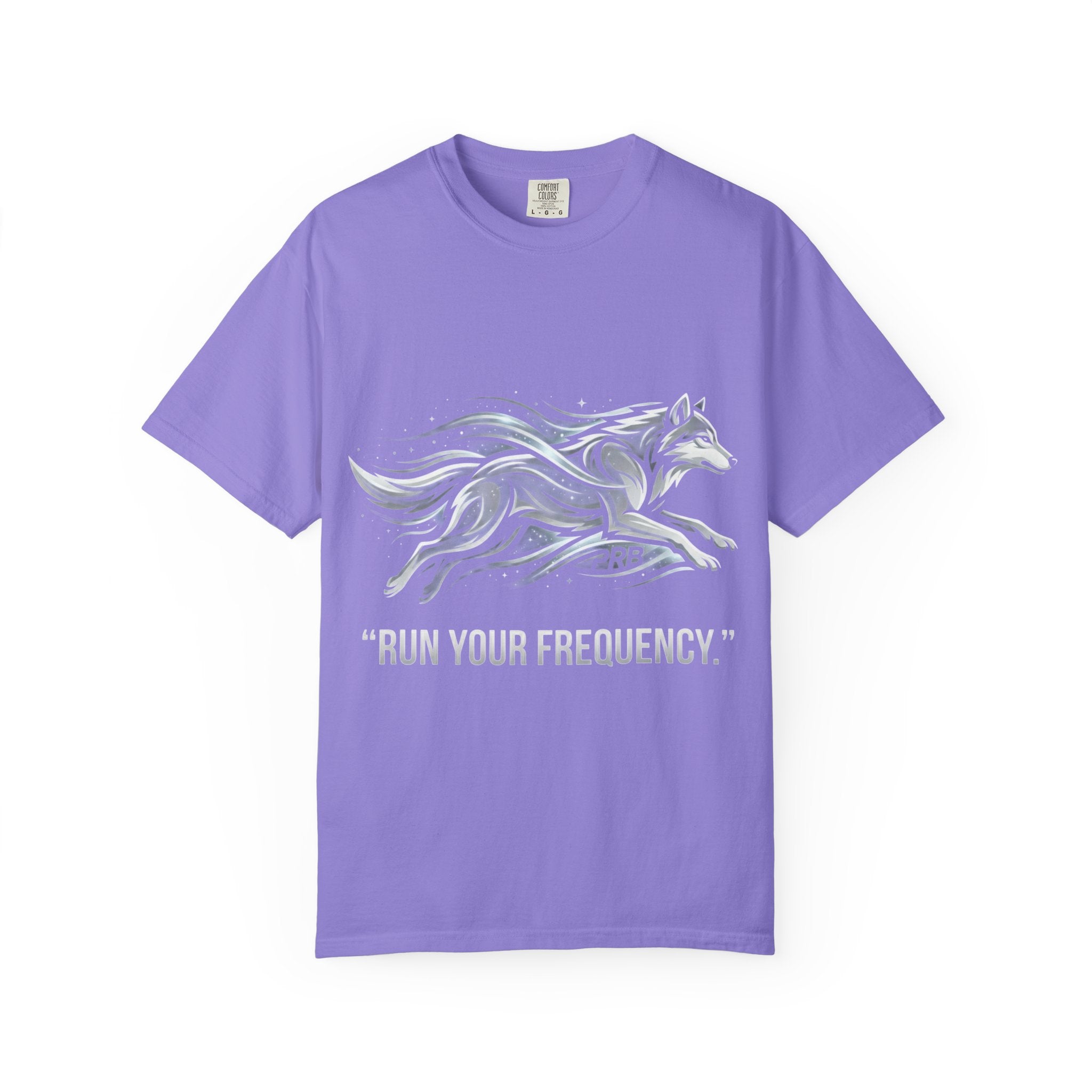 Wolf Graphic T-Shirt — 'Run Your Frequency' Motivational Tee by Printify