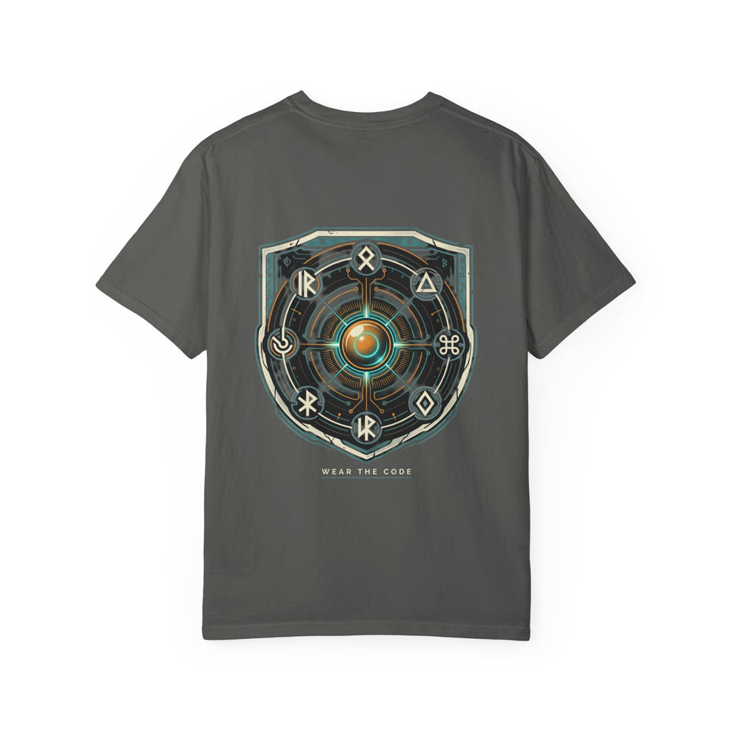 Power Runs Black PRB "Wear The Code" Mystic Shield T-Shirt — Geometric Sigil Graphic Tee by Printify