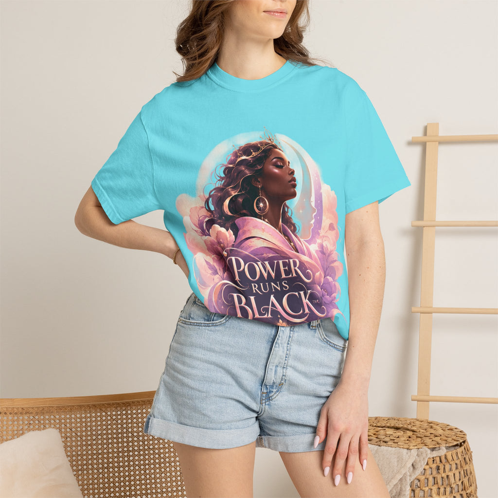 Power Runs Black graphic tee | Black woman portrait, Afro empowerment shirt by Power Runs Black