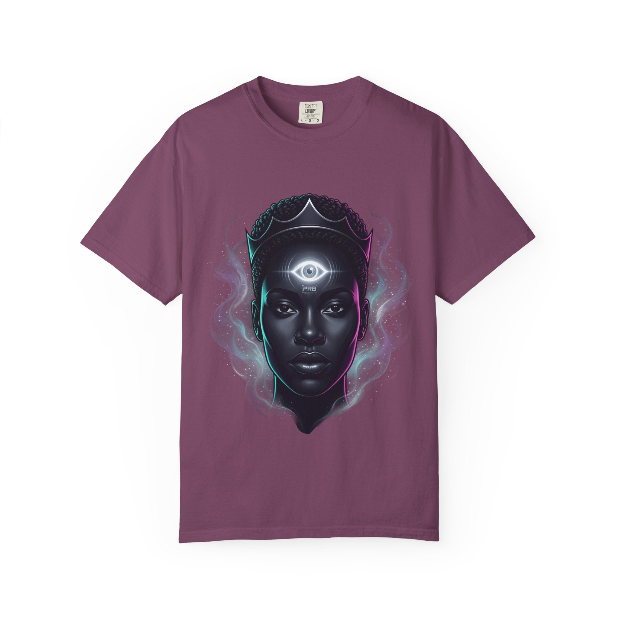 Printify PRB Third Eye Omni‑Vision Ascendant 4K Cosmic Portrait T-shirt | Mystic Black Face Artwork - T-Shirt