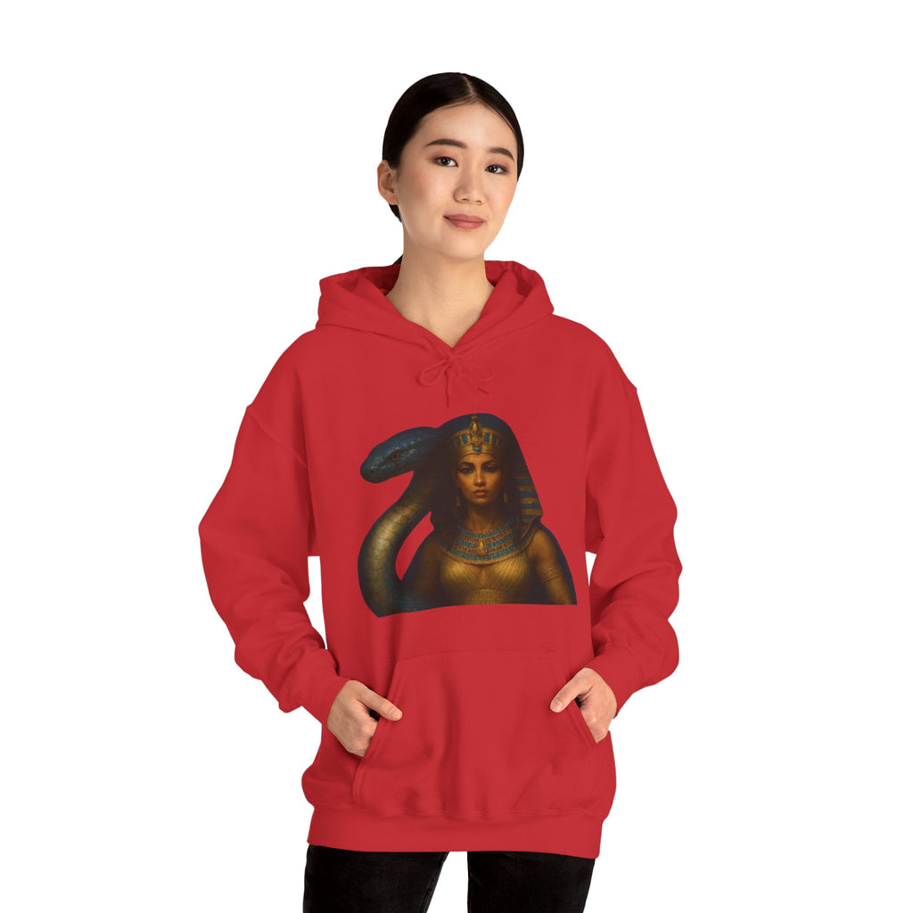 PRB Egyptian Goddess Portrait Hoodie | Serpent Headdress, Ancient Queen Art by Power Runs Black