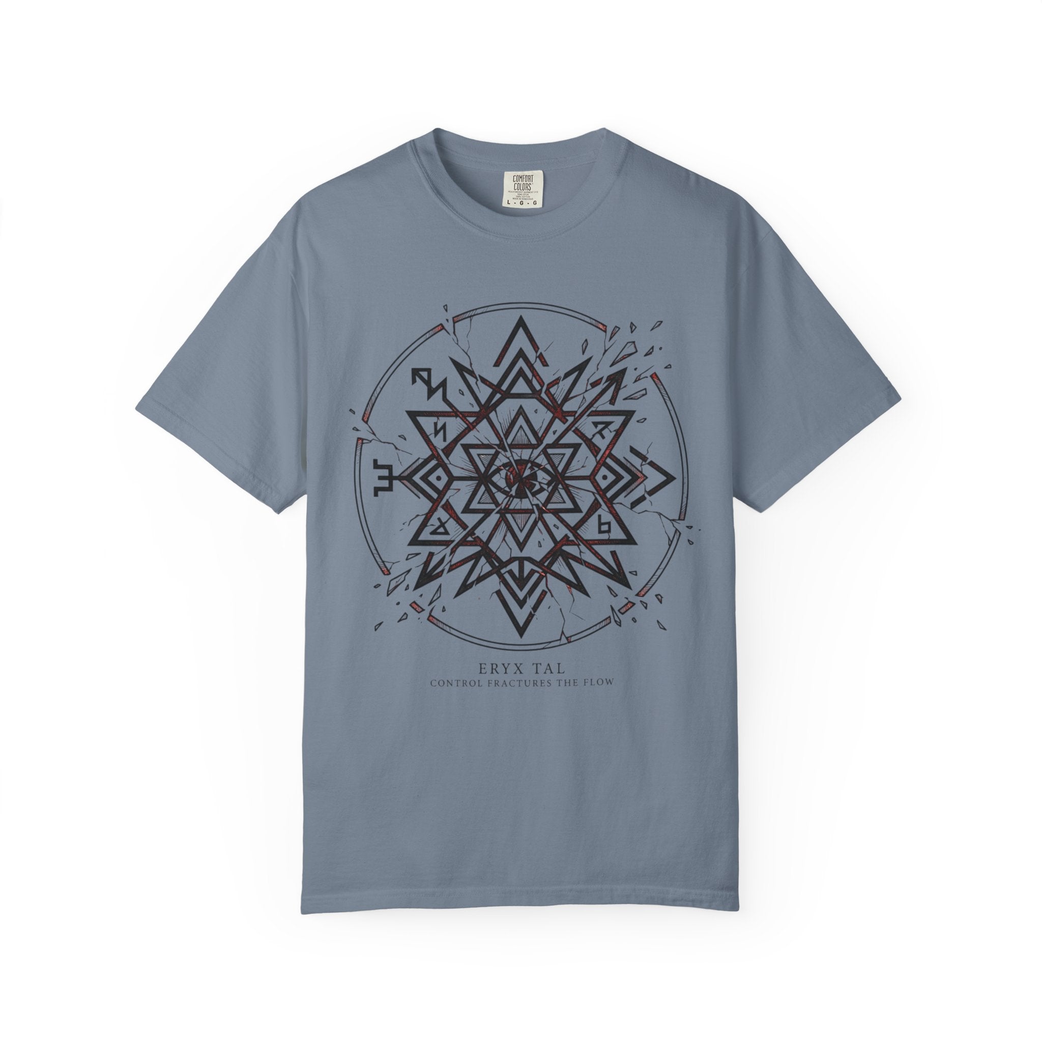 Power Runs Black PRB Eryx Tal Geometric Mandala T-Shirt — Symmetric Star Graphic Tee by Printify