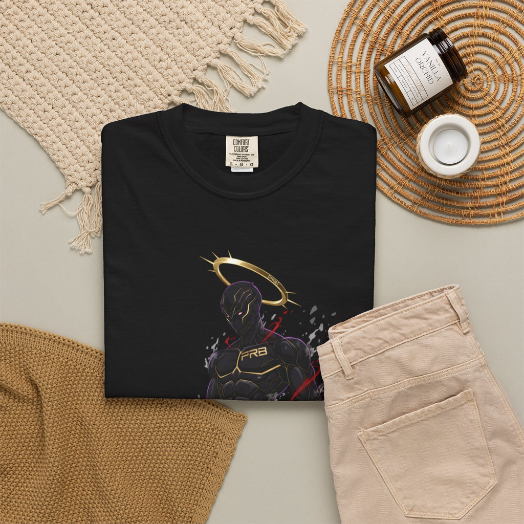 PRB Shadow Hero Graphic T-Shirt — Haloed Vigilante Illustration by Printify