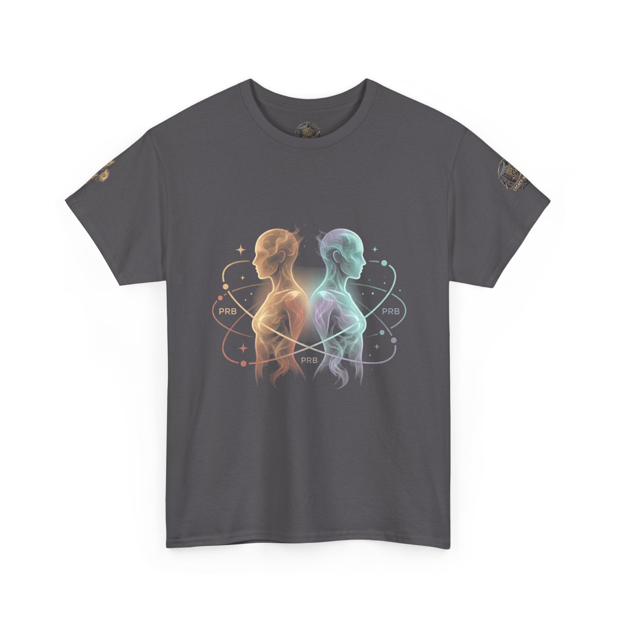 Power Runs Black Gemini Spirit Tee — Twin Sun & Moon Celestial Graphic T-Shirt by Printify