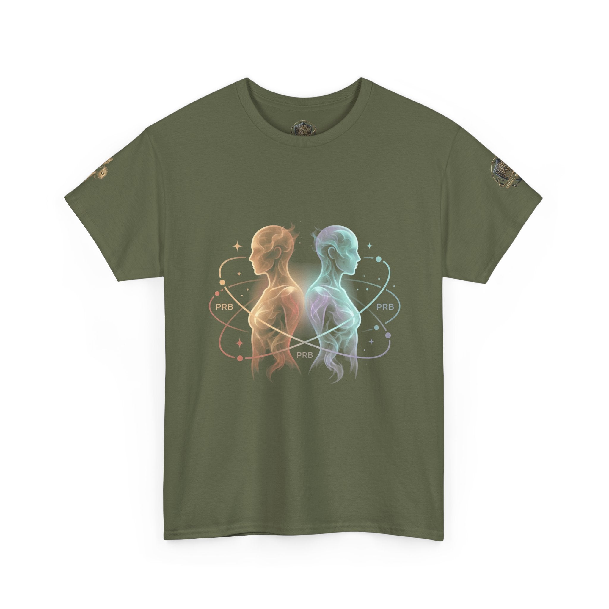 Power Runs Black Gemini Spirit Tee — Twin Sun & Moon Celestial Graphic T-Shirt by Printify
