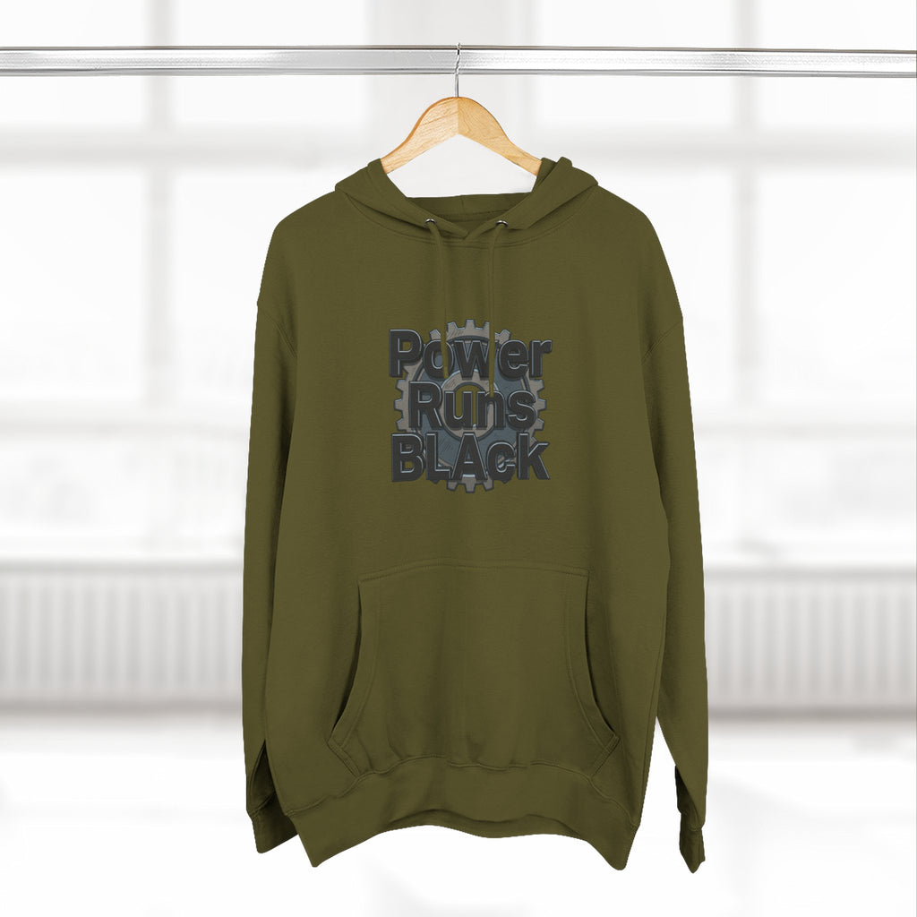 PRB Built of Power Graphic Hoodie — ‘Power Runs Black’ Industrial Mech Design by Power Runs Black