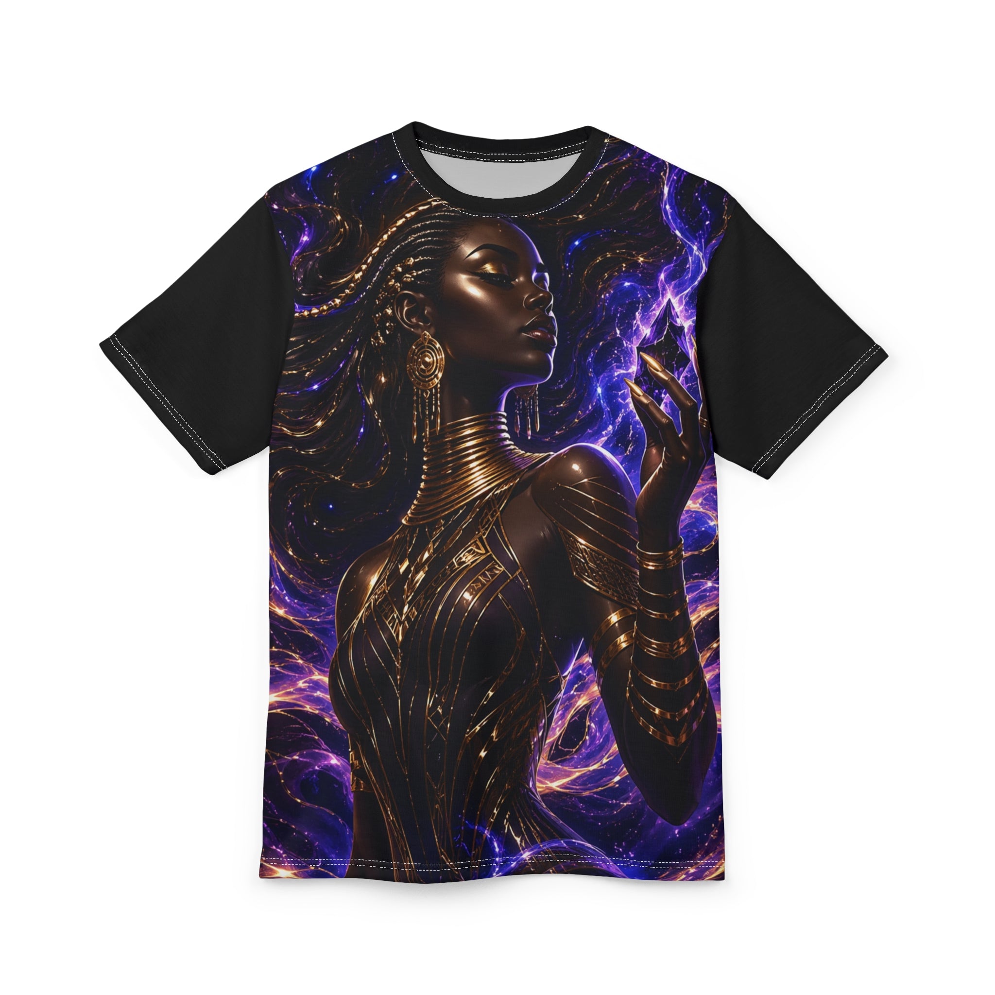 Power Runs Black PRB Afrofuturist Goddess All-Over Print Tee by Power Runs Black