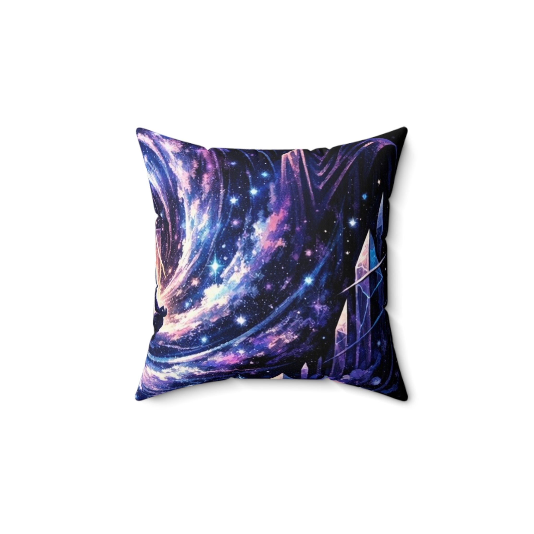 PRB Galaxy Crystal Pillow — Space Swirl Decorative Throw Pillow by Power Runs Black