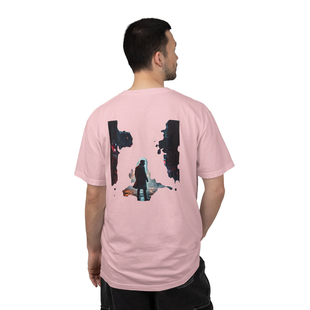 Syndication Loop Cyberpunk Portrait Tee — Tech-Noir Graphic T-Shirt | Power Runs Black by Printify