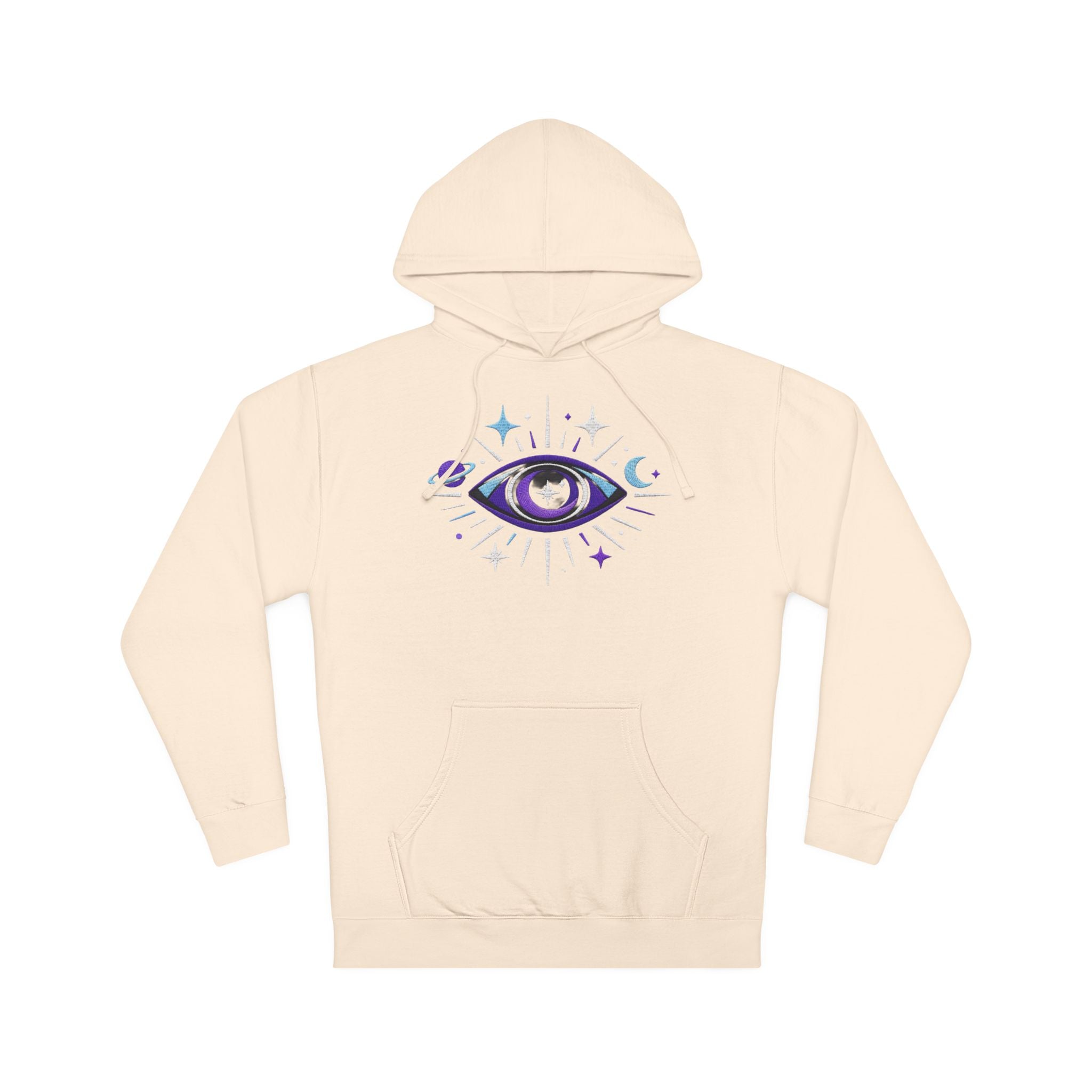 PRB Mystic Purple All-Seeing Eye Hoodie | Celestial Stars Moon by Power Runs Black