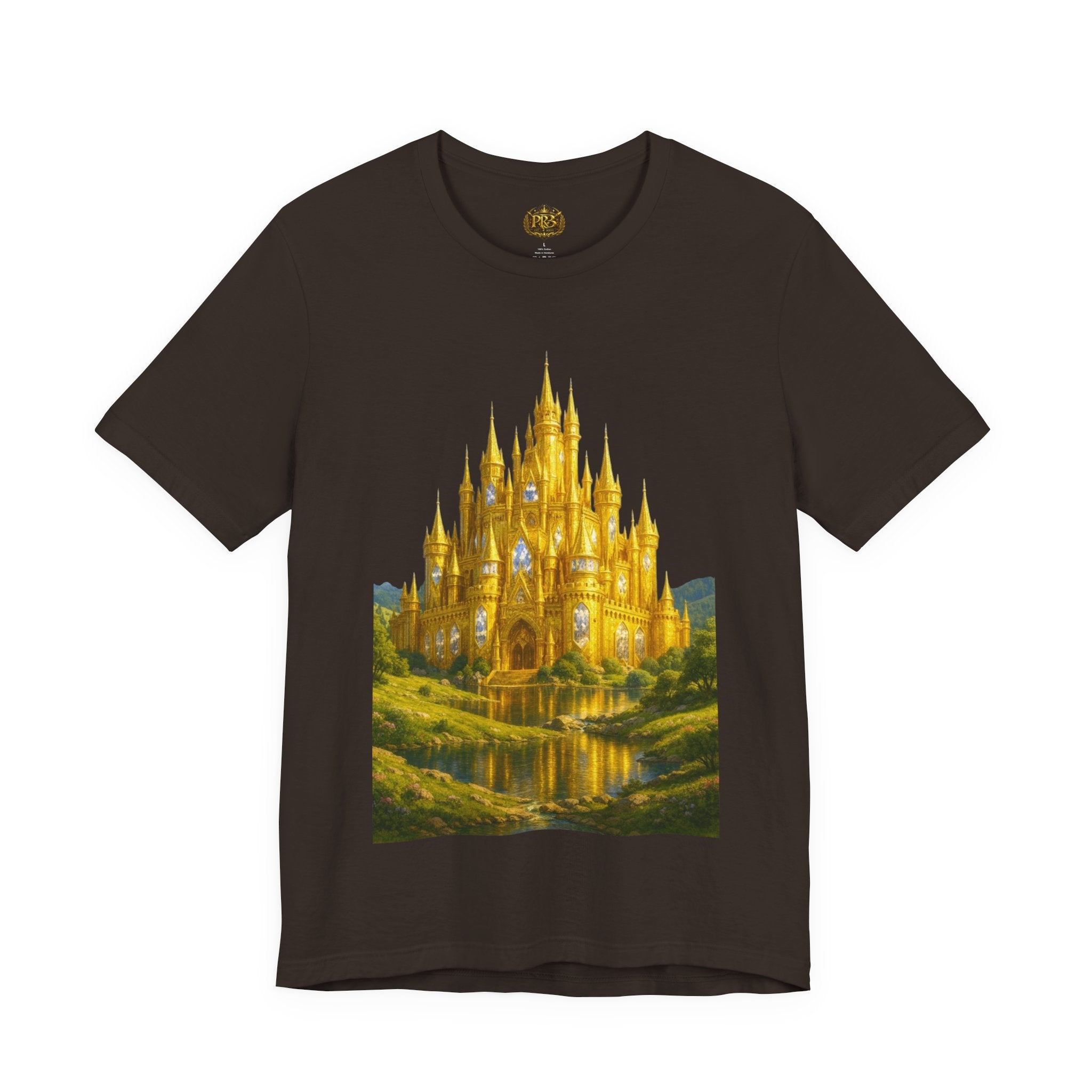 PRB Golden Fantasy Castle Tee | Magical Kingdom Illustration, Fairytale Scene by Power Runs Black