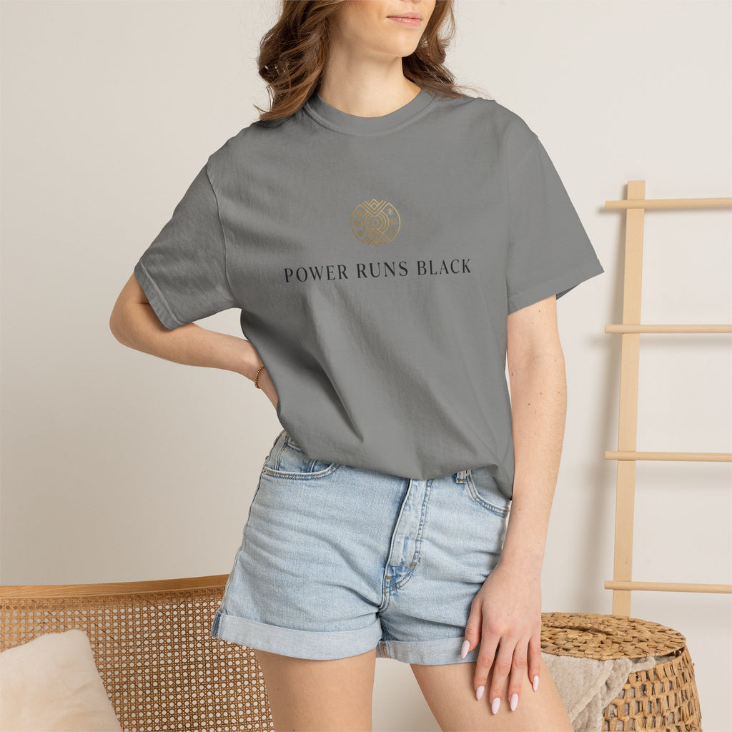 Power Runs Black PRB Graphic T-Shirt — Minimal Emblem Tee by Power Runs Black