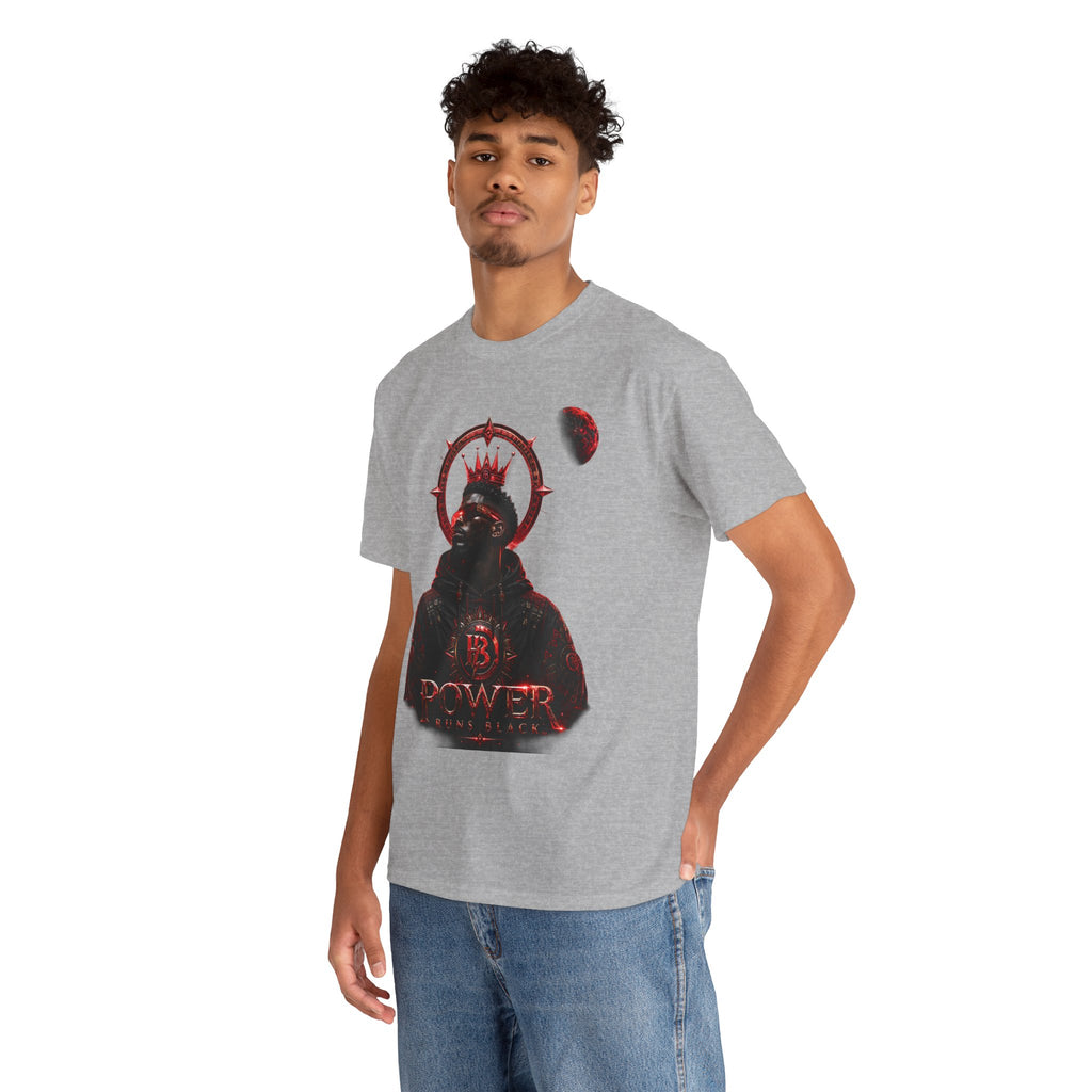 Power Runs Black Red Angel Graphics Tee by Printify