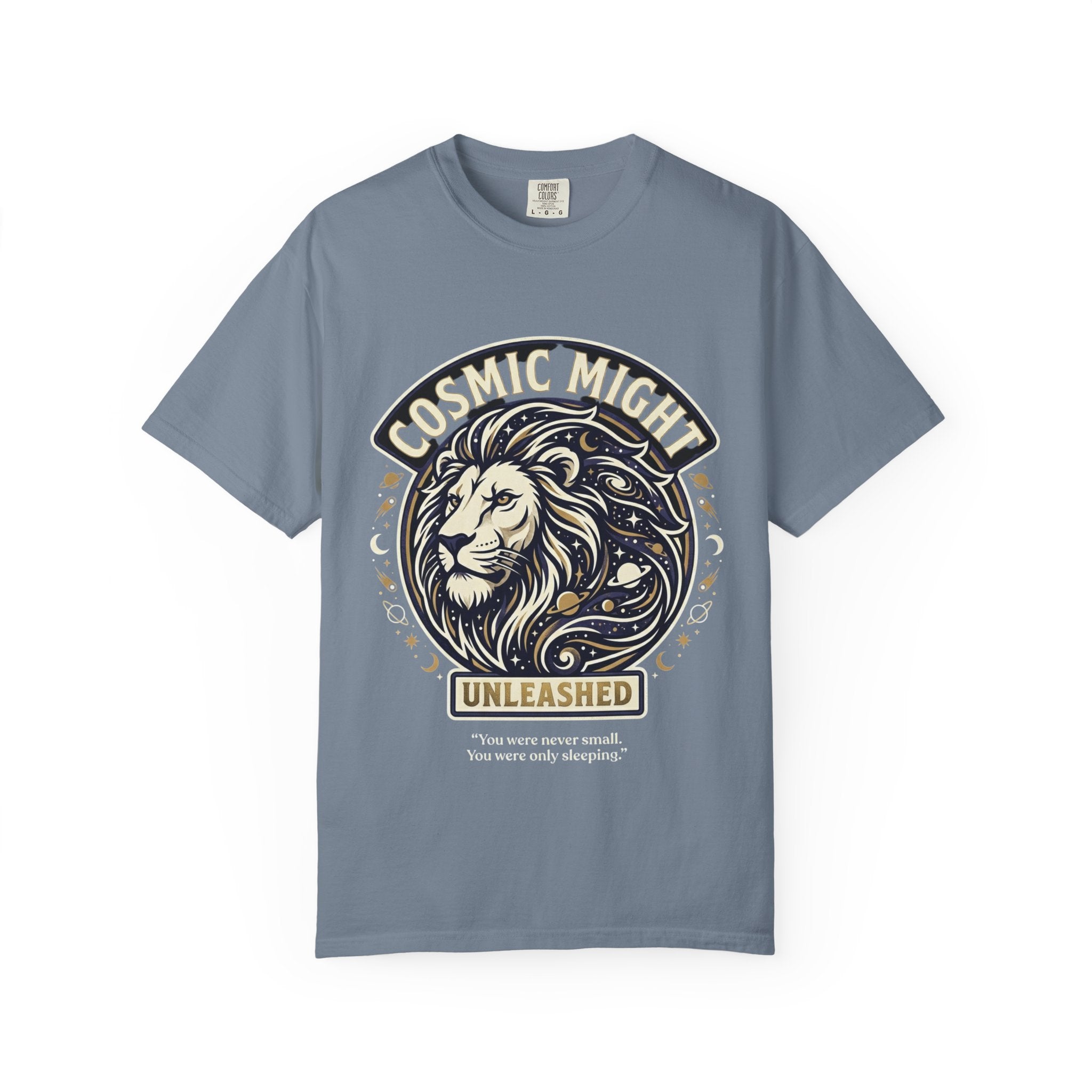 PRB Starforged Flex Cosmic Might Unleashed Lion Graphic T-Shirt — "Unleashed" Inspirational Lion Tee by Power Runs Black