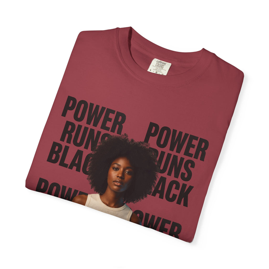 PRB Power Runs Black T-Shirt — Empowerment Portrait Tee by Power Runs Black