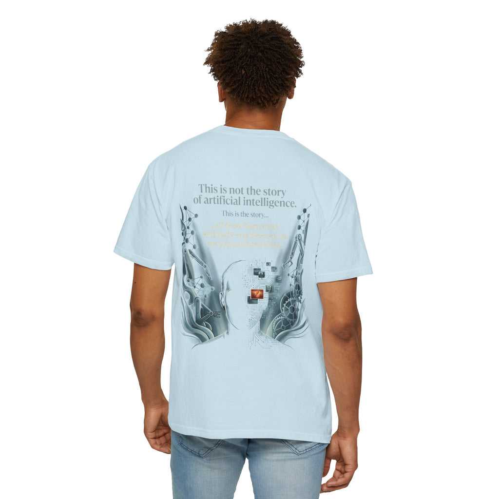 Power Runs Black AI Fusion Graphic T-Shirt — "The Core Age" Split Face Design by Power Runs Black
