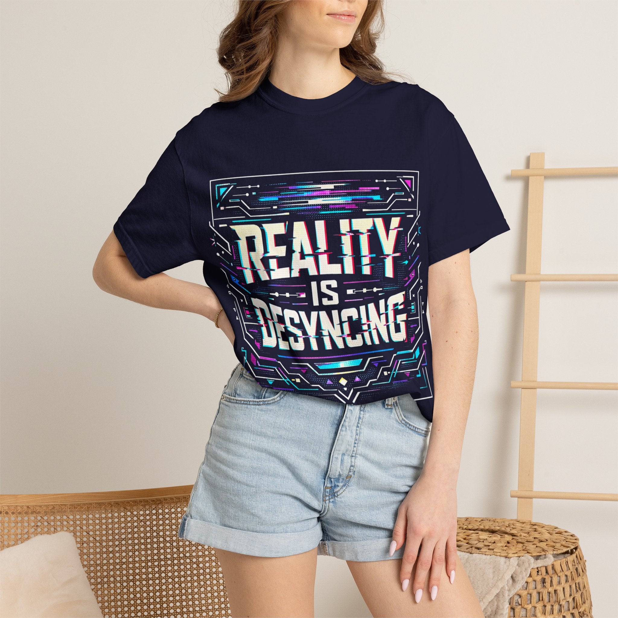 Power Runs Black PRB Glitchy Pastel "Reality Is Desyncing" T-Shirt by Printify