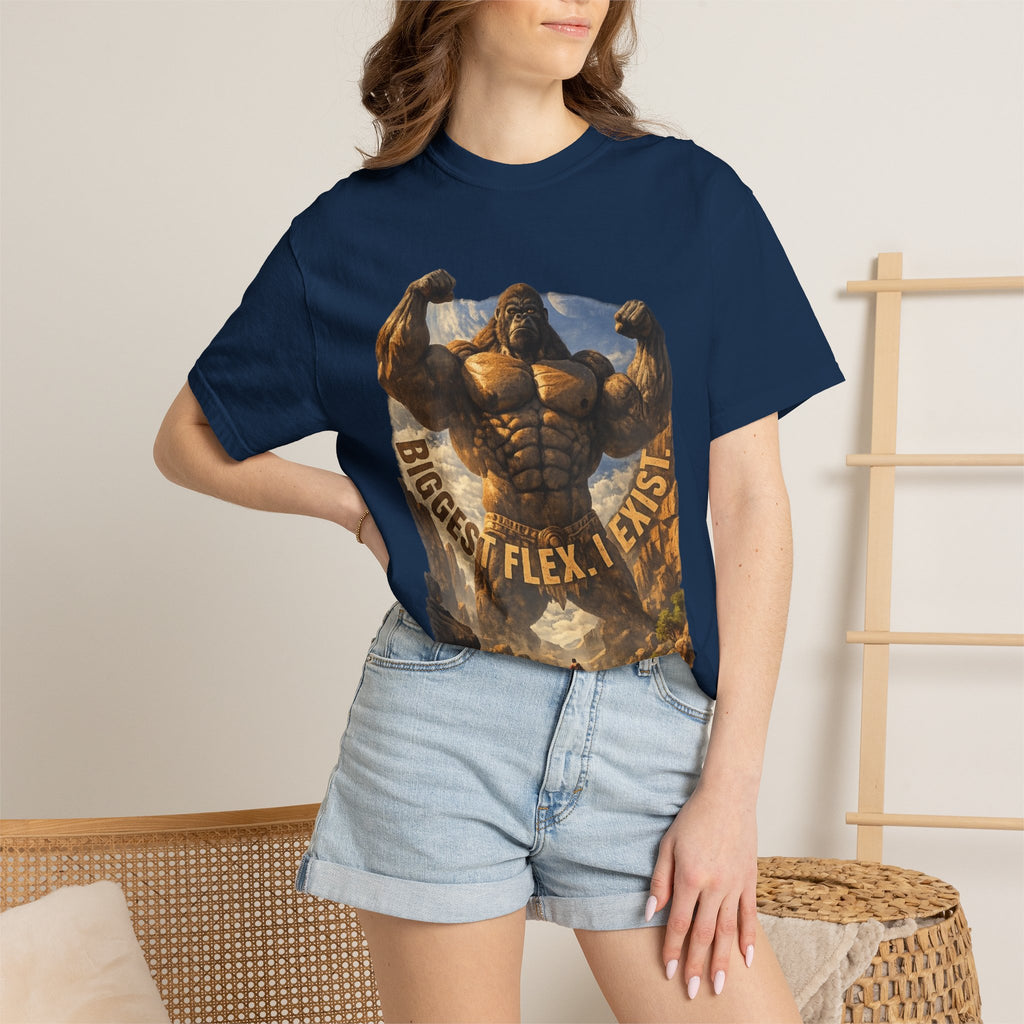 PRB Biggest Flex I Exist T-Shirt — Funny Muscle Gorilla Graphic Tee by Power Runs Black