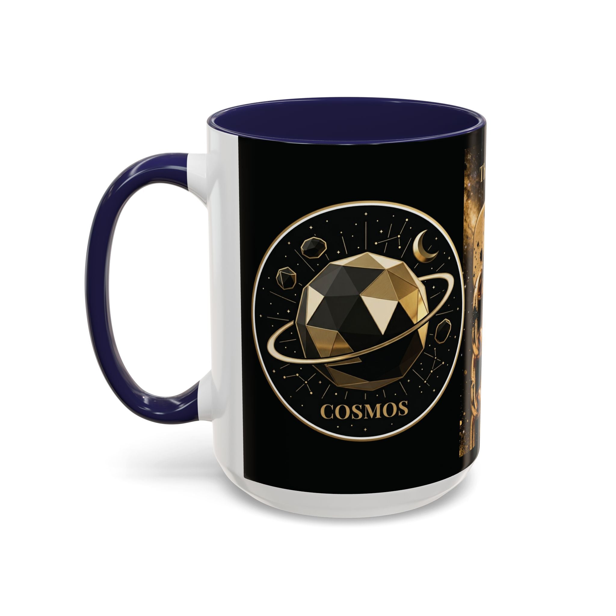 PRB Gold Cosmos Design Accent Coffee Mug | The Break, Planet Illustration by Printify