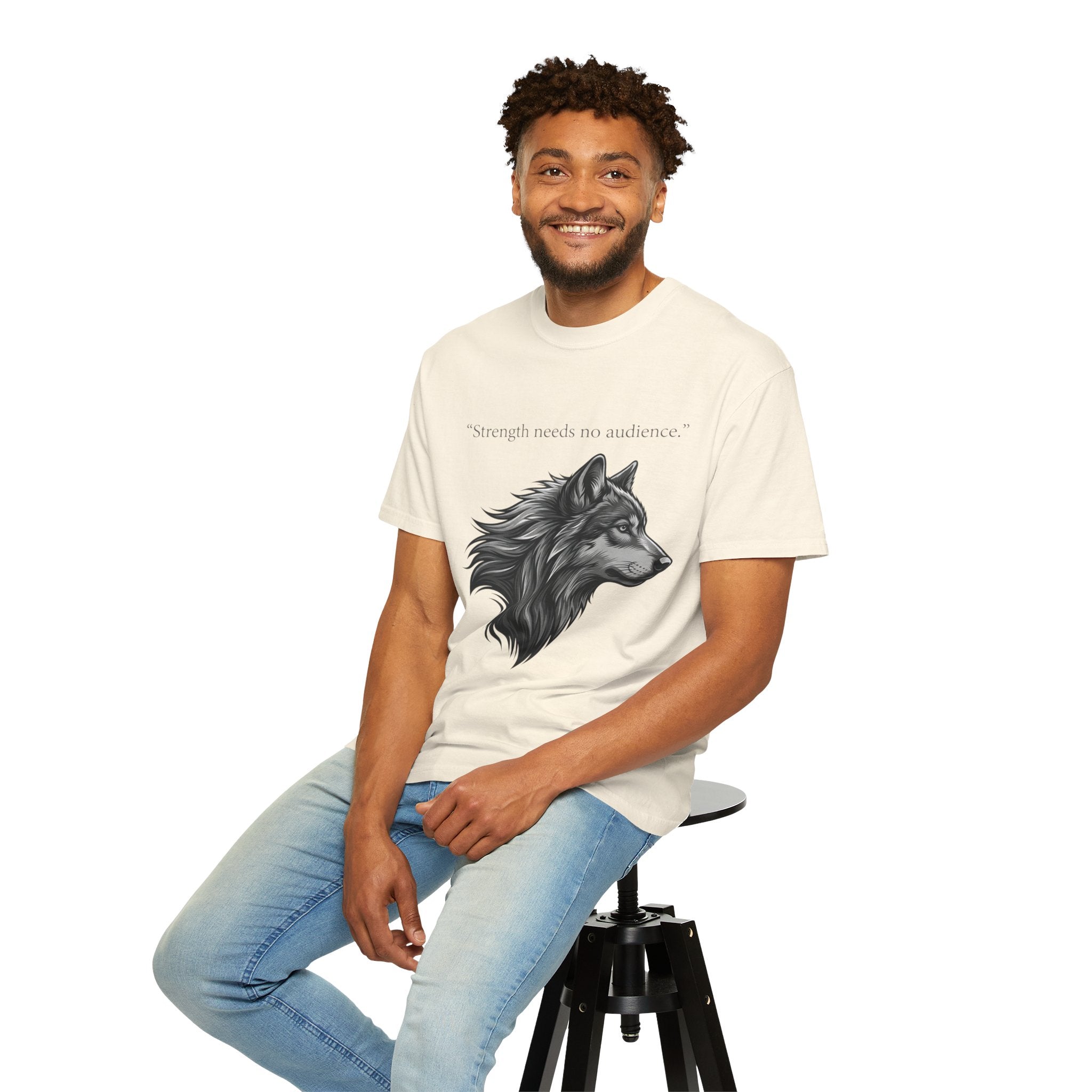 PRB Wolf Head T-Shirt — "Strength needs no audience" Inspirational Graphic Tee by Printify