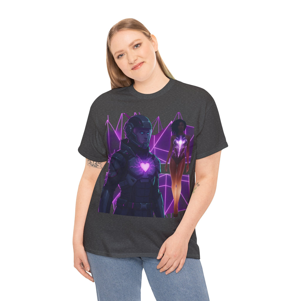 Power Run Black PRB Pretty Rich Bitch The Collection Purple Heart Cyberpunk Knight T-Shirt | Futuristic Armor Sci‑Fi Tee by Printify