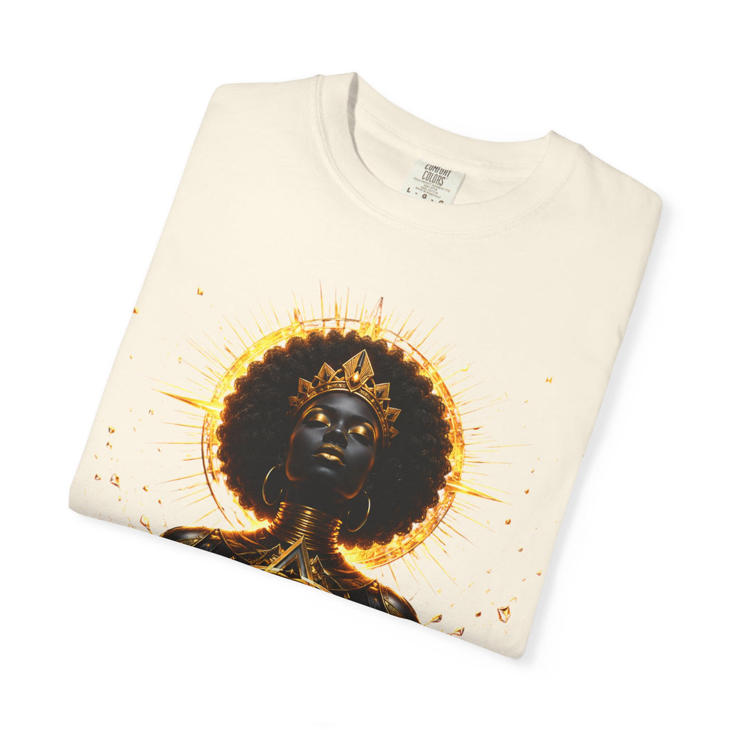 Power Runs Black goddess illustration T-Shirt | Afrocentric black pride design by Power Runs Black