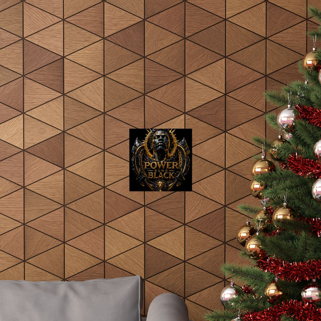 Power Runs Black Matte Poster — Gold & Black Regal Wall Art by Power Runs Black