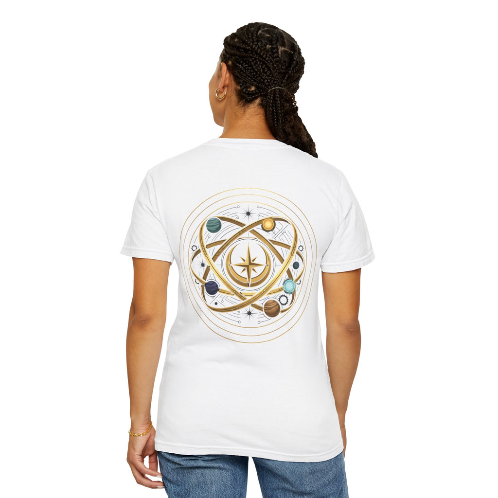 PRB Crown & Cosmos Graphic T-Shirt | Gold Royal Crest & Celestial Back by Printify