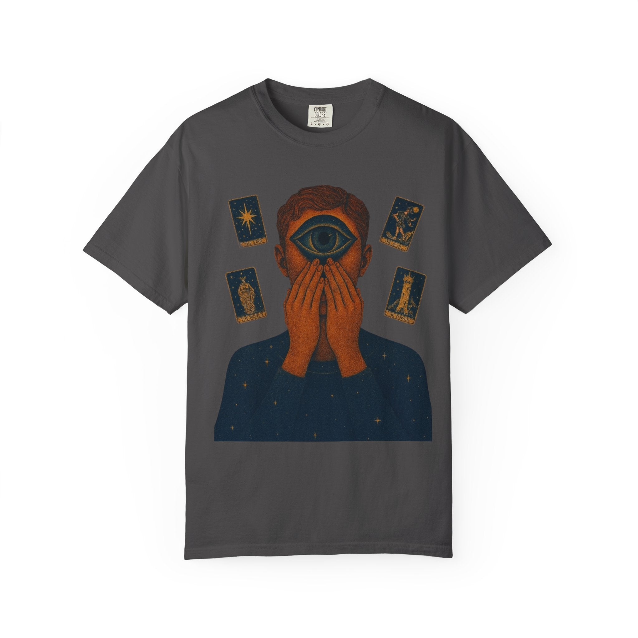 PRB Third Eye Tarot Illustration T-shirt | Occult Mystic Artwork by Power Runs Black