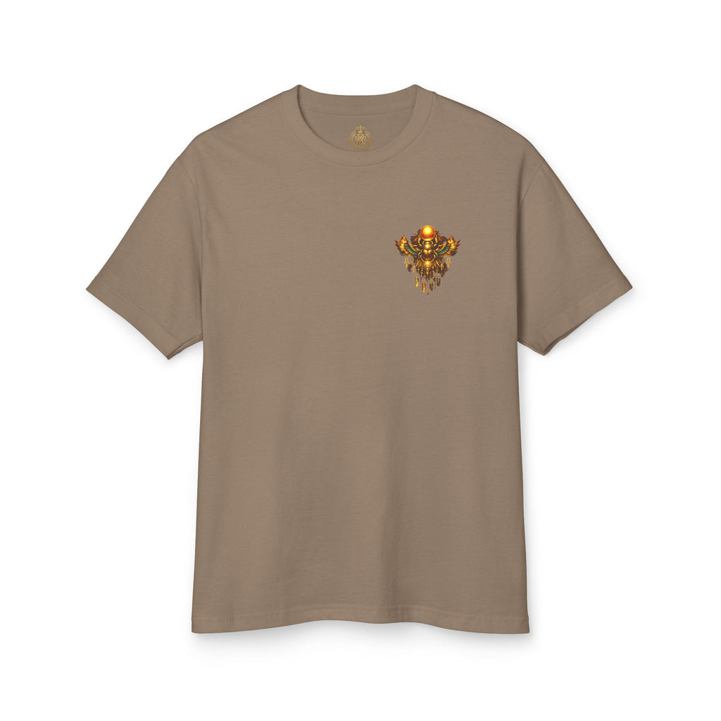 PRB Graphic Tee — Golden Gothic Shield Chest & Back Design by Power Runs Black