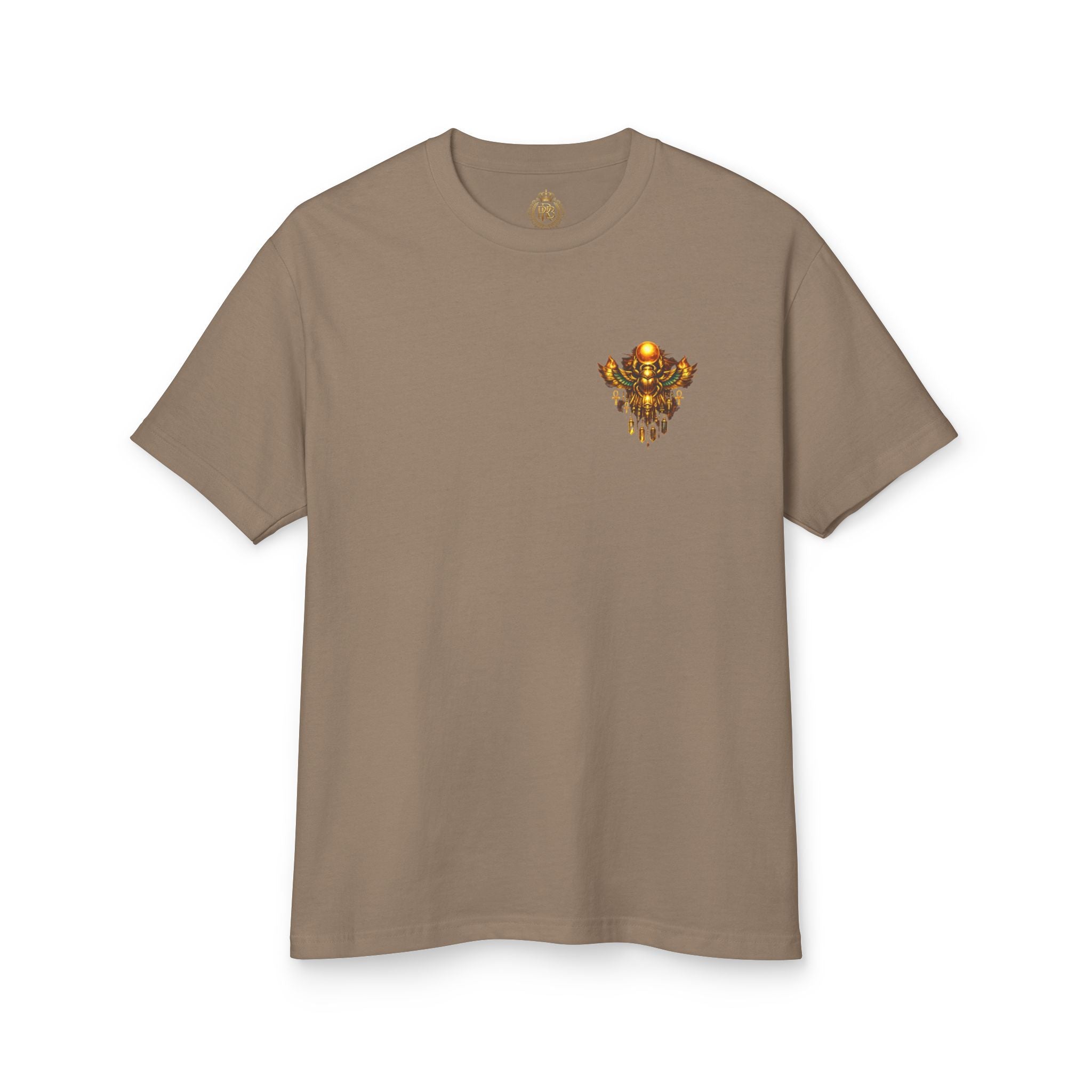 PRB Graphic Tee — Golden Gothic Shield Chest & Back Design by Power Runs Black