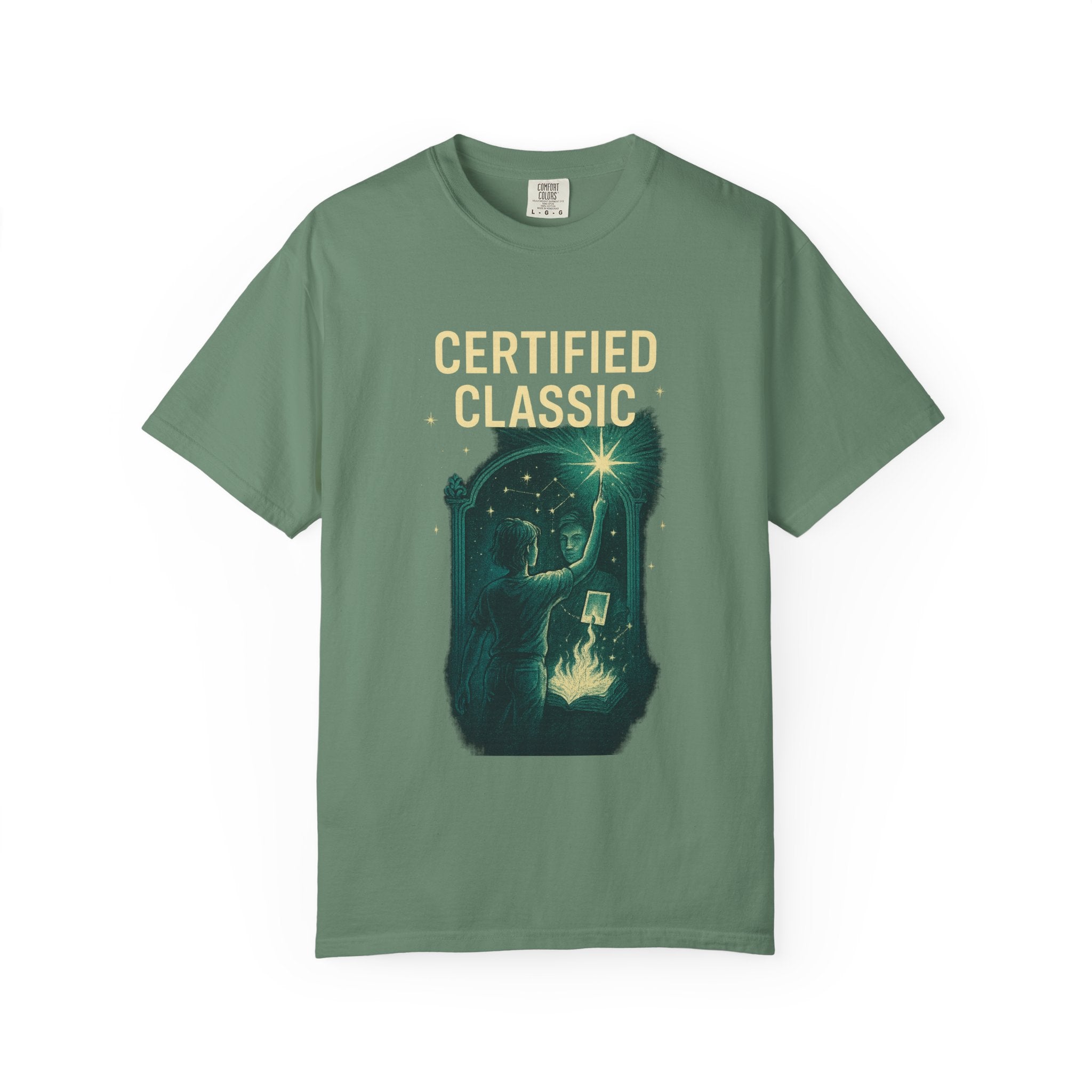 PRB Certified Classic illustration T-shirt | vintage camping, night sky, campfire by Power Runs Black
