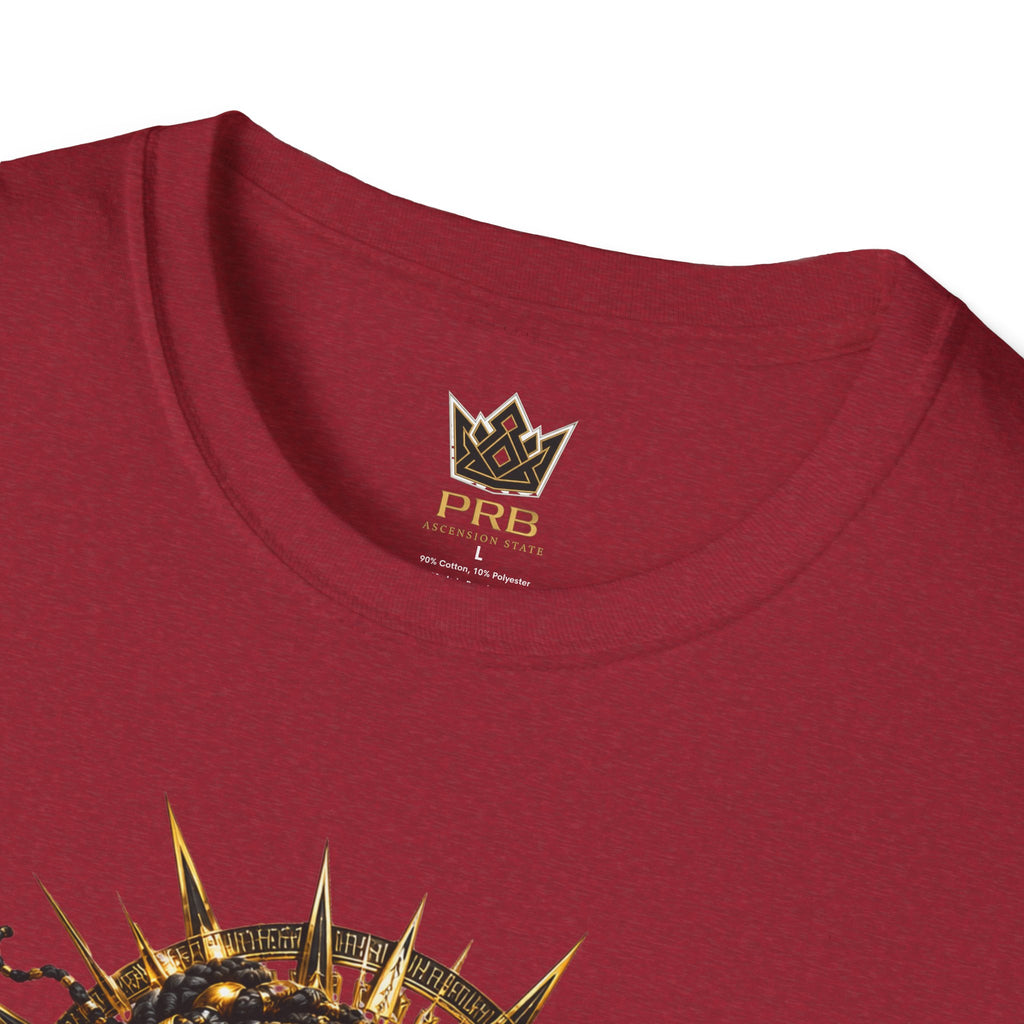 Power Runs Black PRB | Black Woman Portrait, Gold Accents Panther Graphics T by Power Runs Black