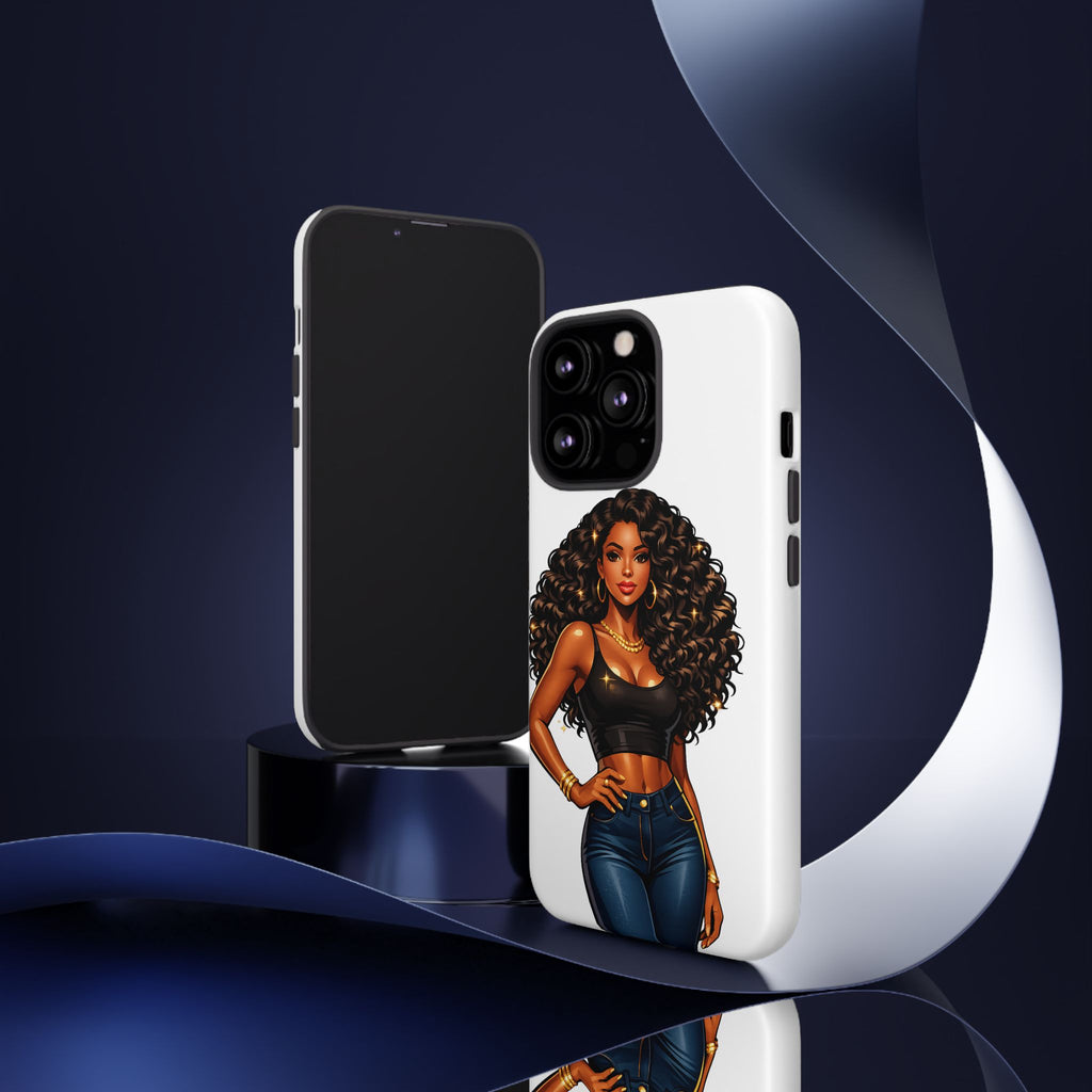 Pretty Rich Bitch by PRB Curly Hair Phone Case by Power Runs Black