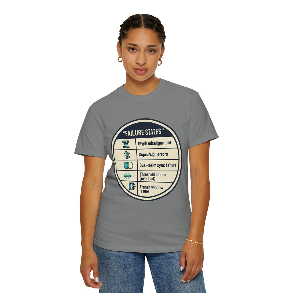 Power Runs Black PRB Failure States T-Shirt — Sci‑Fi Status Badge Graphic Tee by Power Runs Black