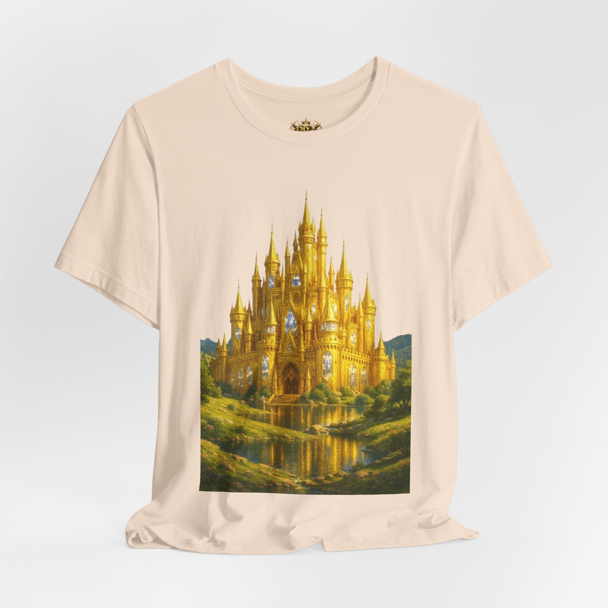 PRB Golden Fantasy Castle Tee | Magical Kingdom Illustration, Fairytale Scene by Power Runs Black