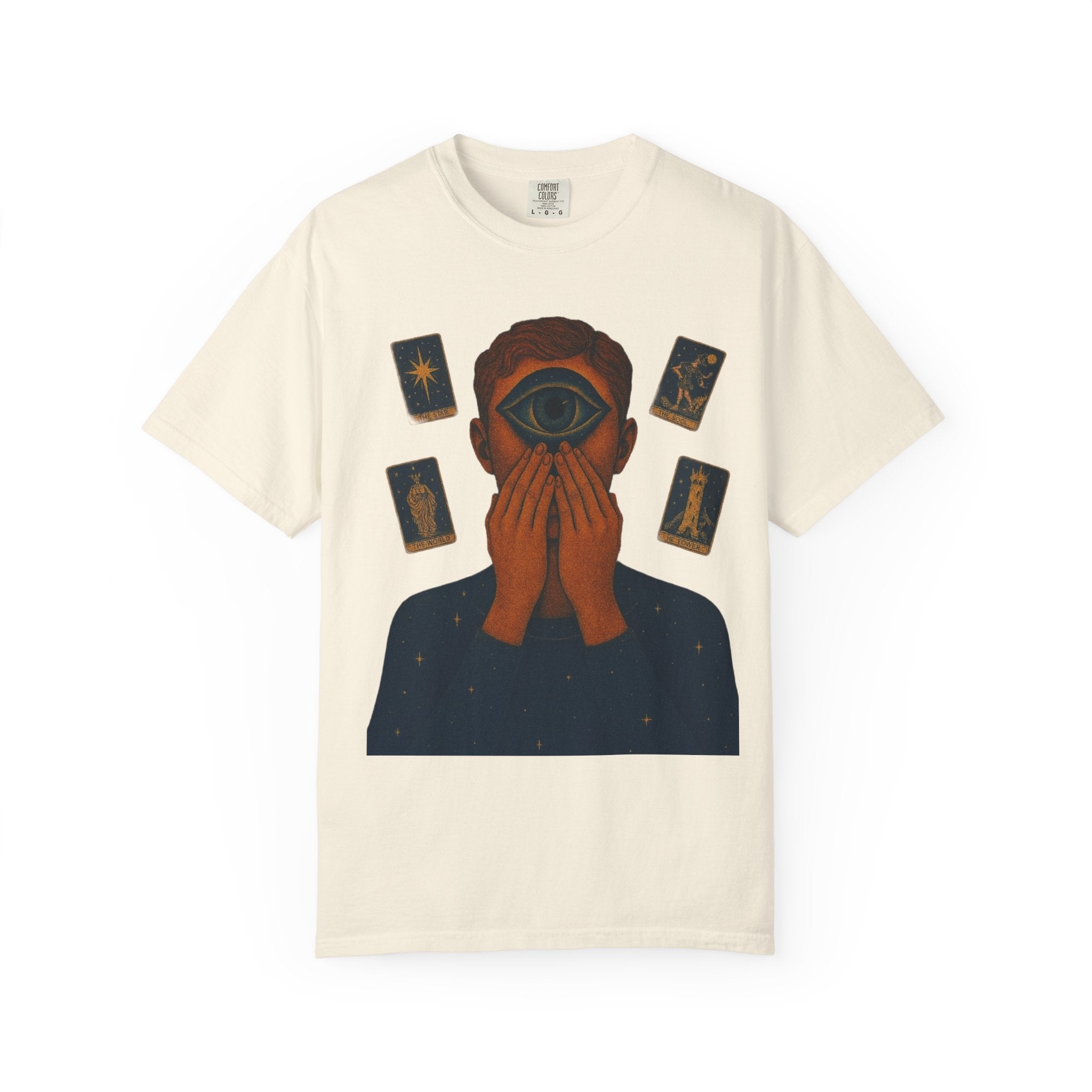 PRB Third Eye Tarot Illustration T-shirt | Occult Mystic Artwork by Power Runs Black