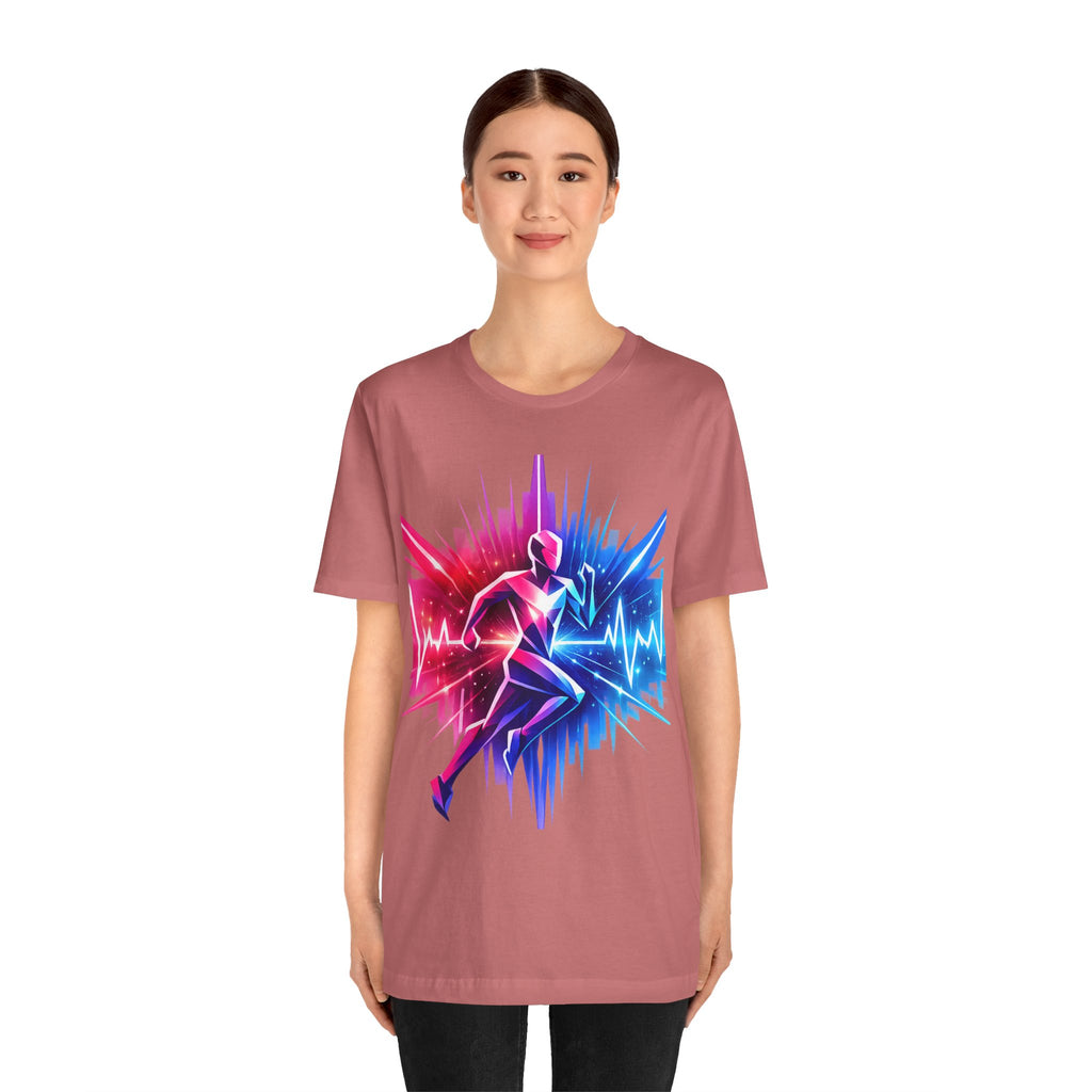 Power Runs Black PRB Running Pulse Graphic Tee — Neon Runner Heartbeat Sports T‑Shirt by Power Runs Black