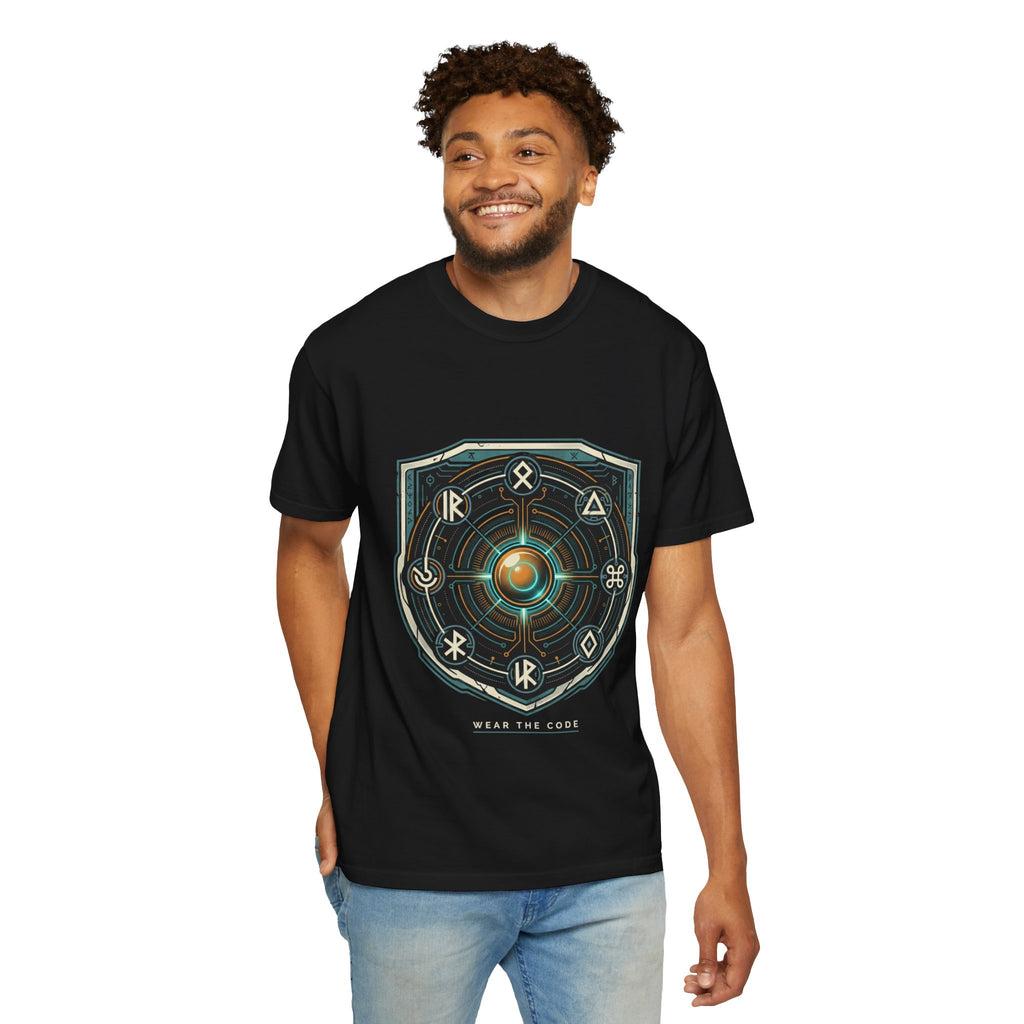 Power Runs Black PRB "Wear The Code" Mystic Shield T-Shirt — Geometric Sigil Graphic Tee by Power Runs Black