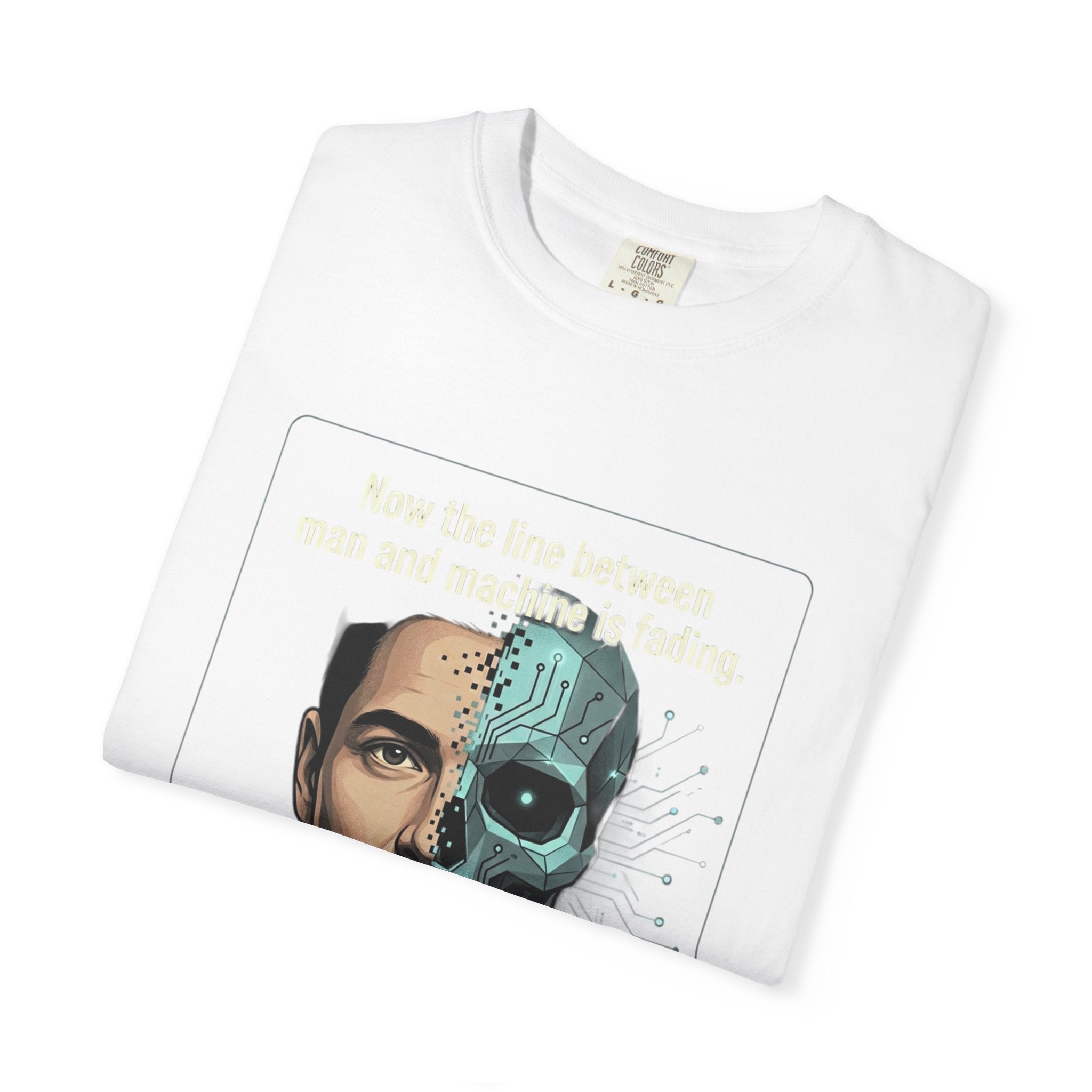 Power Runs Black AI Fusion Graphic T-Shirt — "The Core Age" Split Face Design by Power Runs Black
